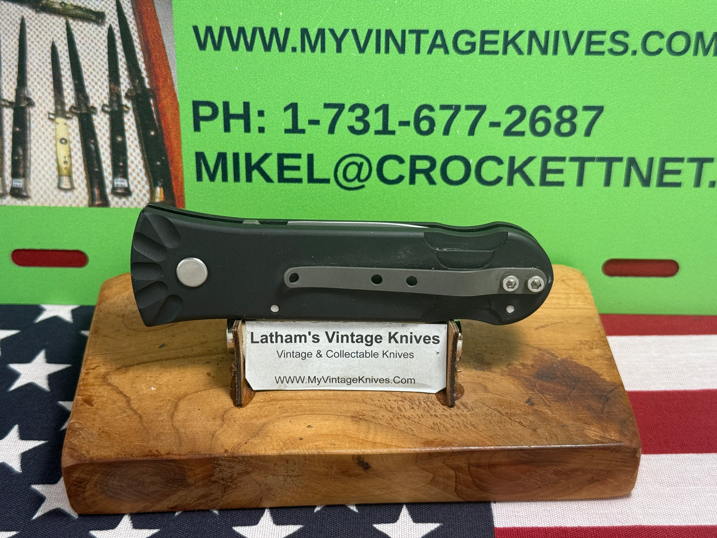 DALTON, ROB CUSTOM AUTOMATIC KNIFE 1998-2010 SIDE OPENING MINI ASSASSIN WITH SKULL 009 DCC TACTICAL AUTOMATIC KNIFE BLACK METAL HANDLES