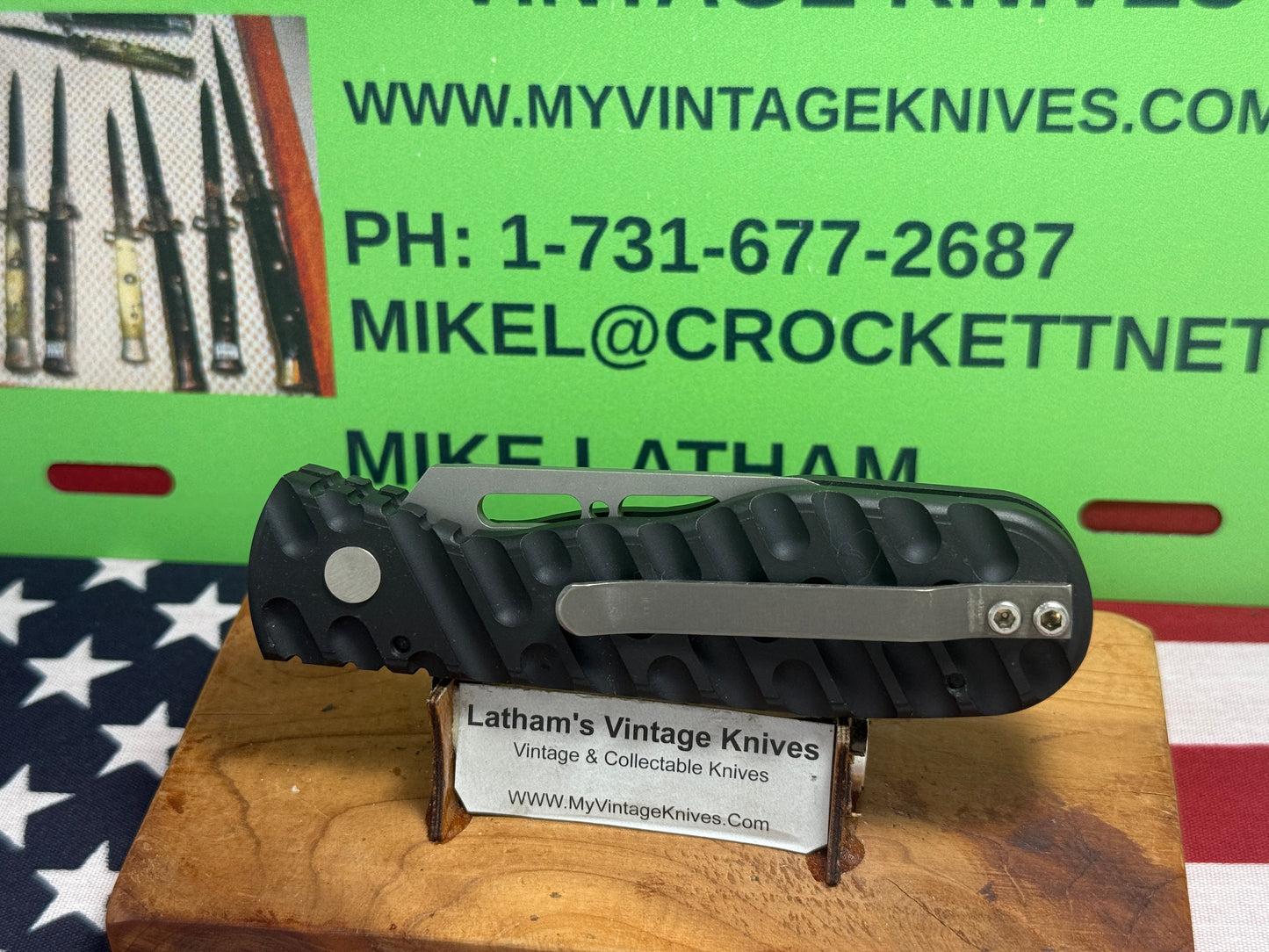DALTON, ROB CUSTOM KNIFE 1998-2010 GRIPPER SIDE OPENING TACTICAL AUTOMATIC KNIFE BLACK METAL HANDLES