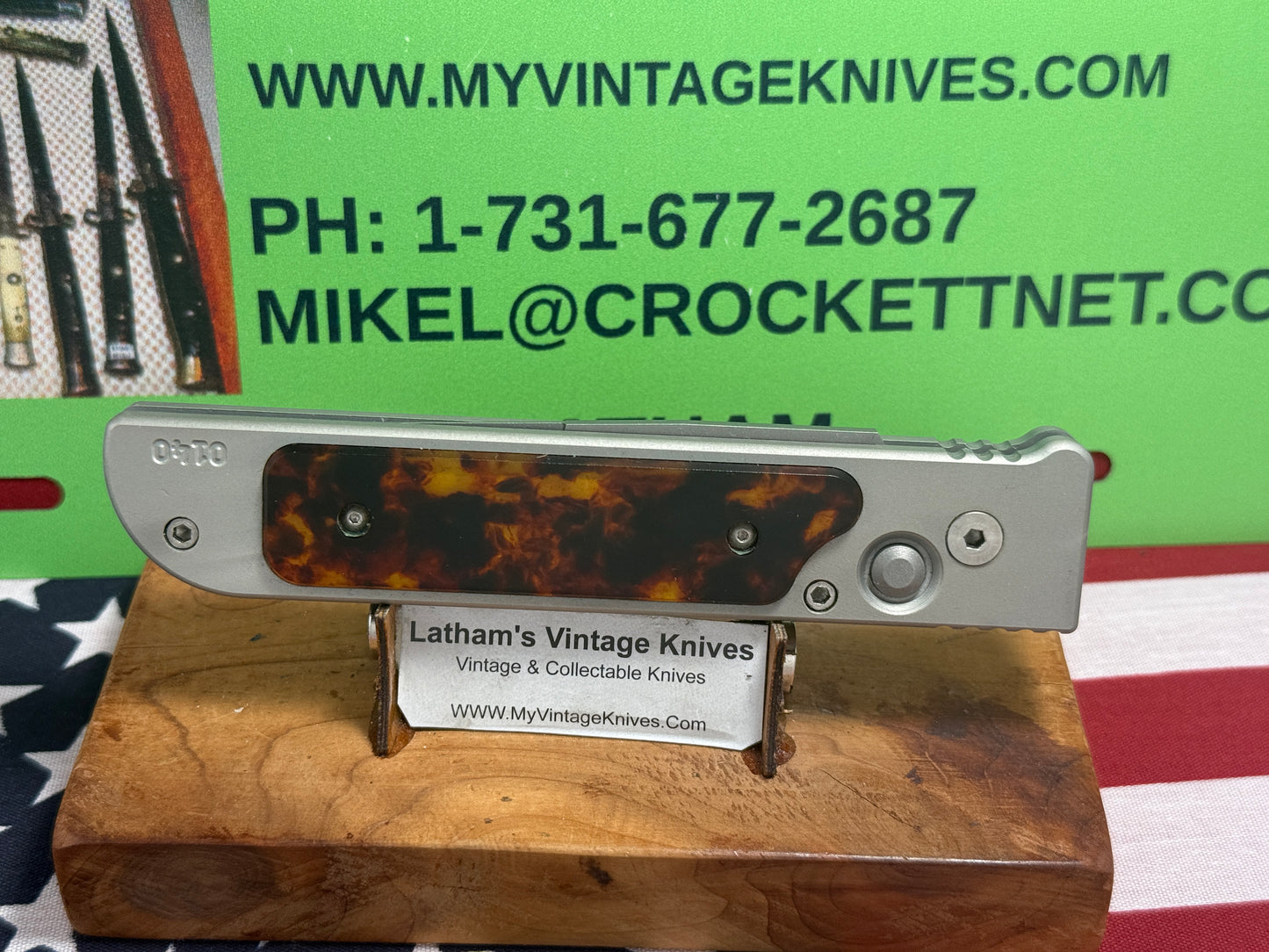 DALTON, ROB CUSTOM AUTOMATIC KNIFE 1998-2010 SIDE OPENING TANK WITH TORTOISE SHELL INSERTS TACTICAL AUTOMATIC KNIFE GRAY METAL HANDLES