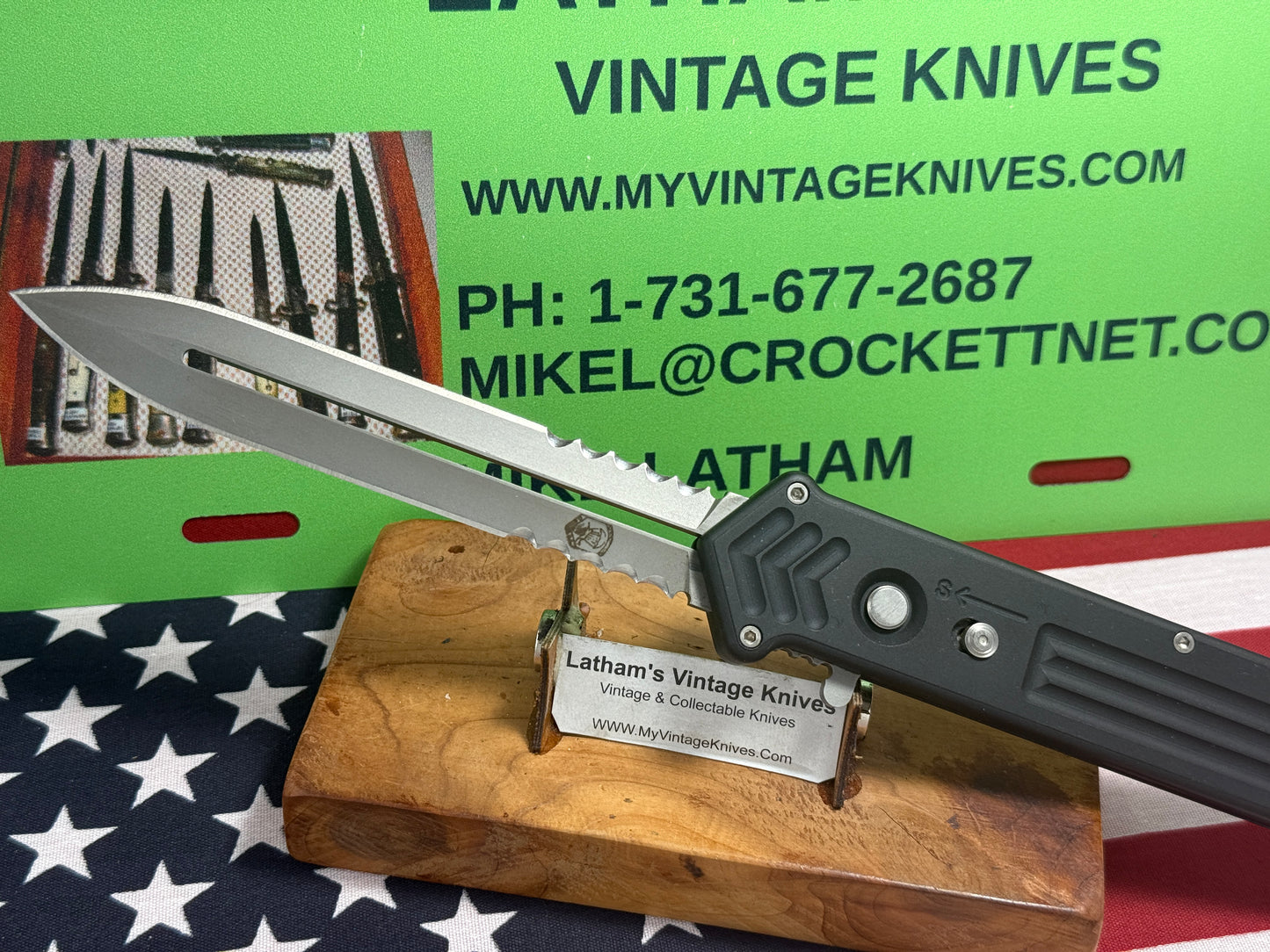 DALTON, ROB CUSTOM AUTOMATIC KNIFE 1998-2010 OTF SINGLE ACTION LARGE CUPID TACTICAL AUTOMATIC KNIFE BLACK METAL HANDLES