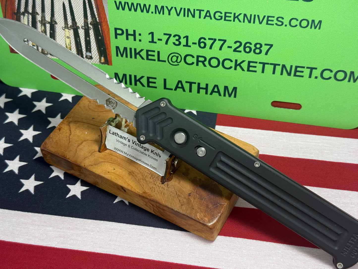 DALTON, ROB CUSTOM AUTOMATIC KNIFE 1998-2010 OTF SINGLE ACTION LARGE CUPID TACTICAL AUTOMATIC KNIFE BLACK METAL HANDLES