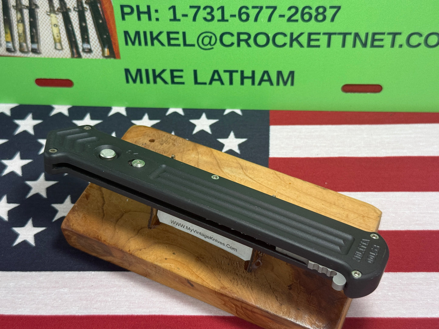 DALTON, ROB CUSTOM AUTOMATIC KNIFE 1998-2010 OTF SINGLE ACTION LARGE CUPID TACTICAL AUTOMATIC KNIFE BLACK METAL HANDLES