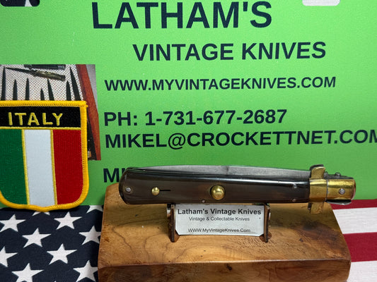 STERILE "G. BAUTTO" ITALIAN FROSOLONE 1930-38 PICK LOCK ITALIAN AUTOMATIC KNIFE BUFFALO HORN HANDLES