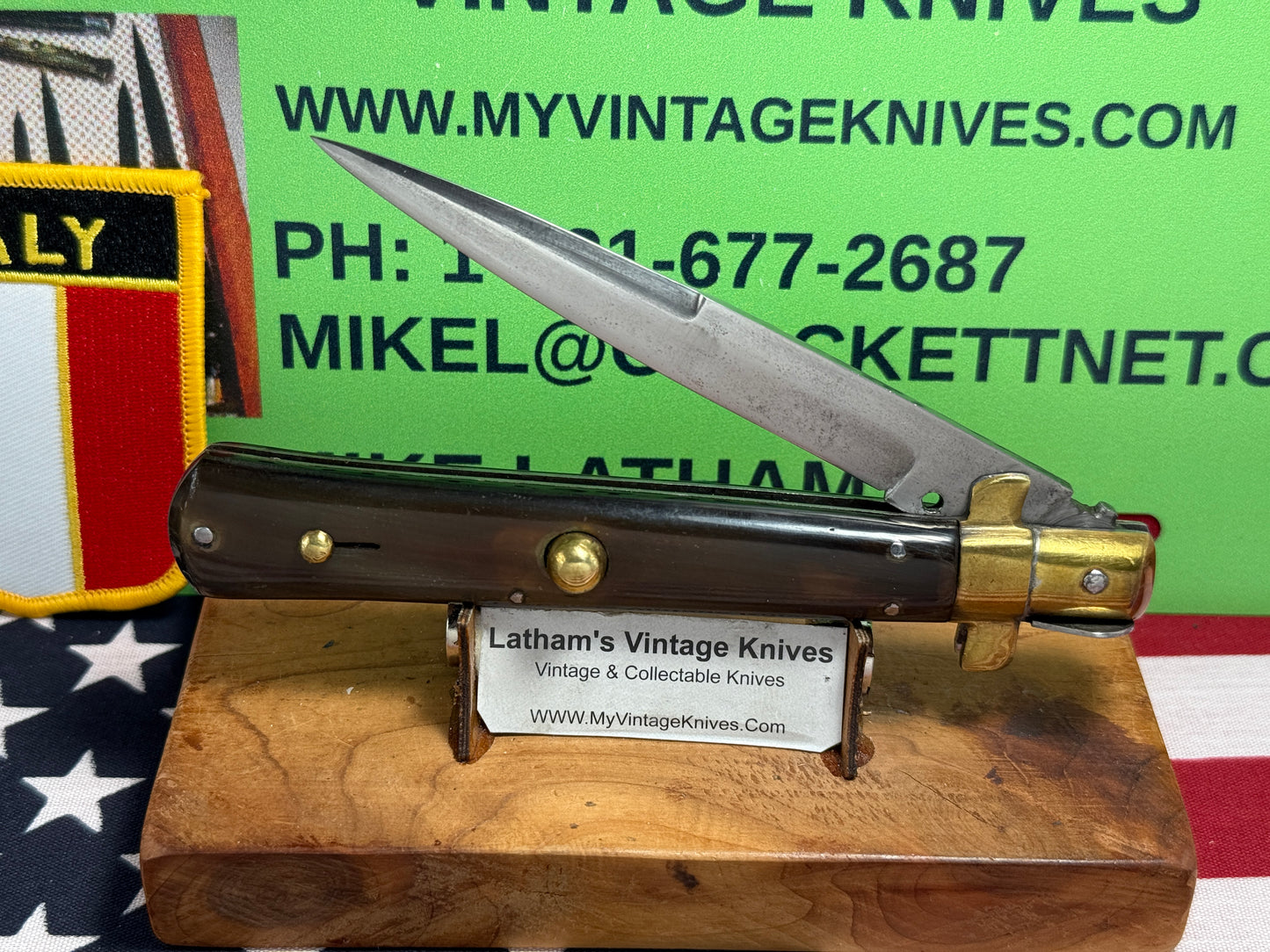 STERILE "G. BAUTTO" ITALIAN FROSOLONE 1930-38 PICK LOCK ITALIAN AUTOMATIC KNIFE BUFFALO HORN HANDLES