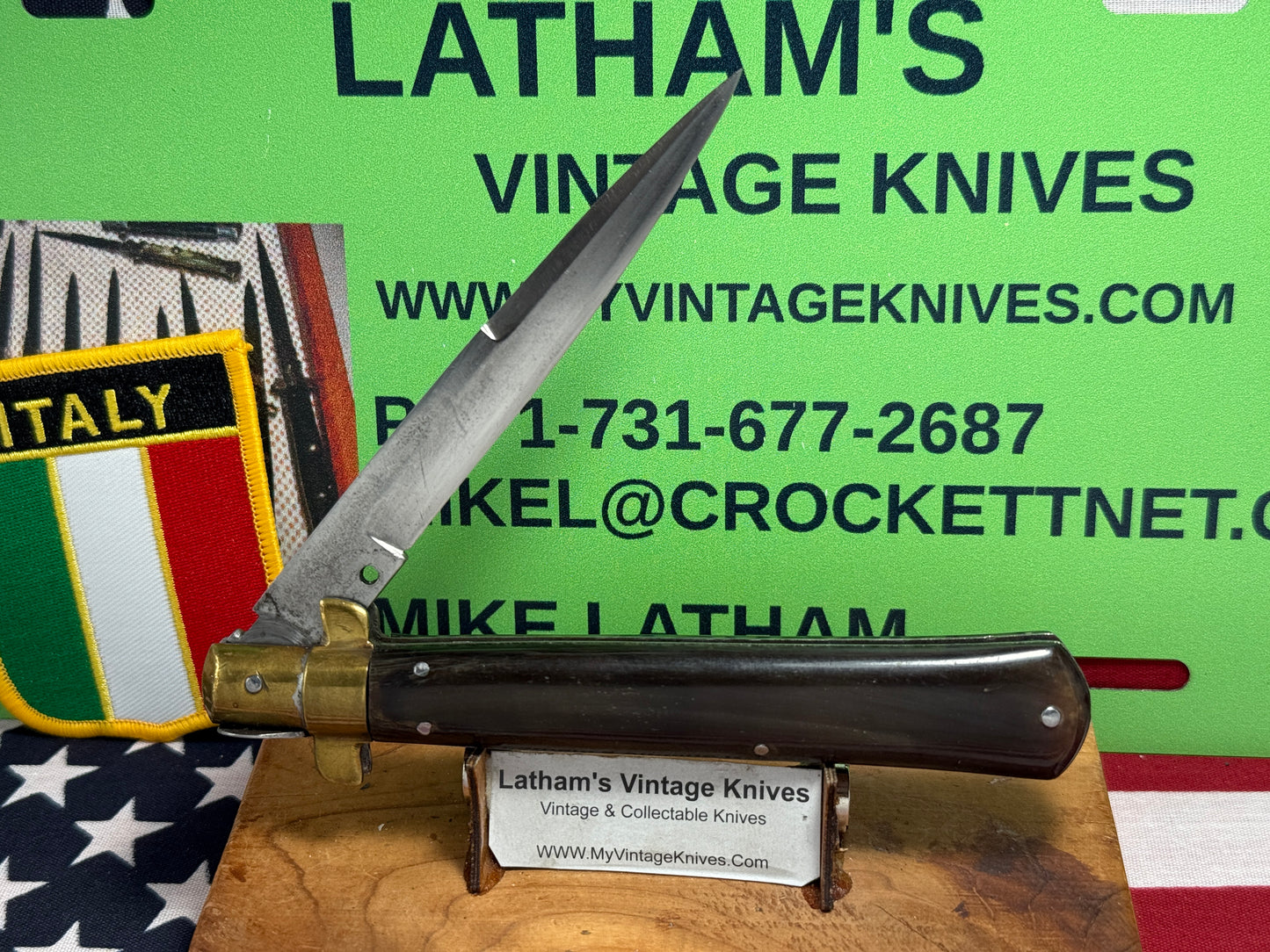 STERILE "G. BAUTTO" ITALIAN FROSOLONE 1930-38 PICK LOCK ITALIAN AUTOMATIC KNIFE BUFFALO HORN HANDLES