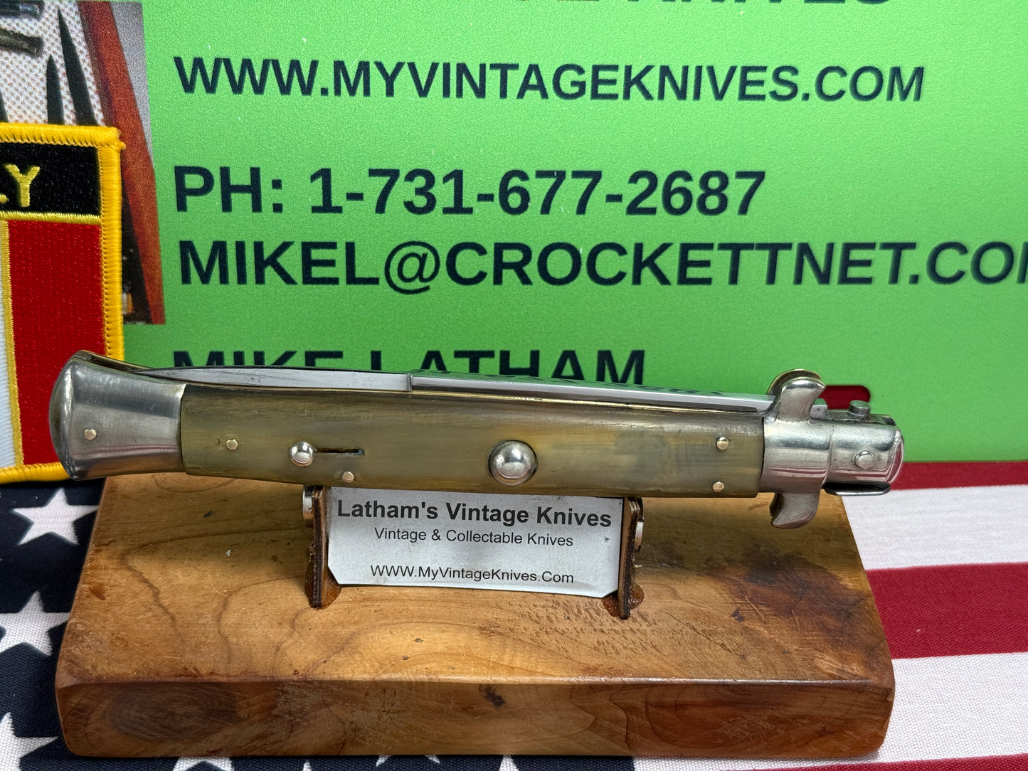 LATAMA ITALY 1950-56 PICK LOCK STILETTO 28 CM ITALIAN AUTOMATIC KNIFE BRAZILIAN HORN HANDLES