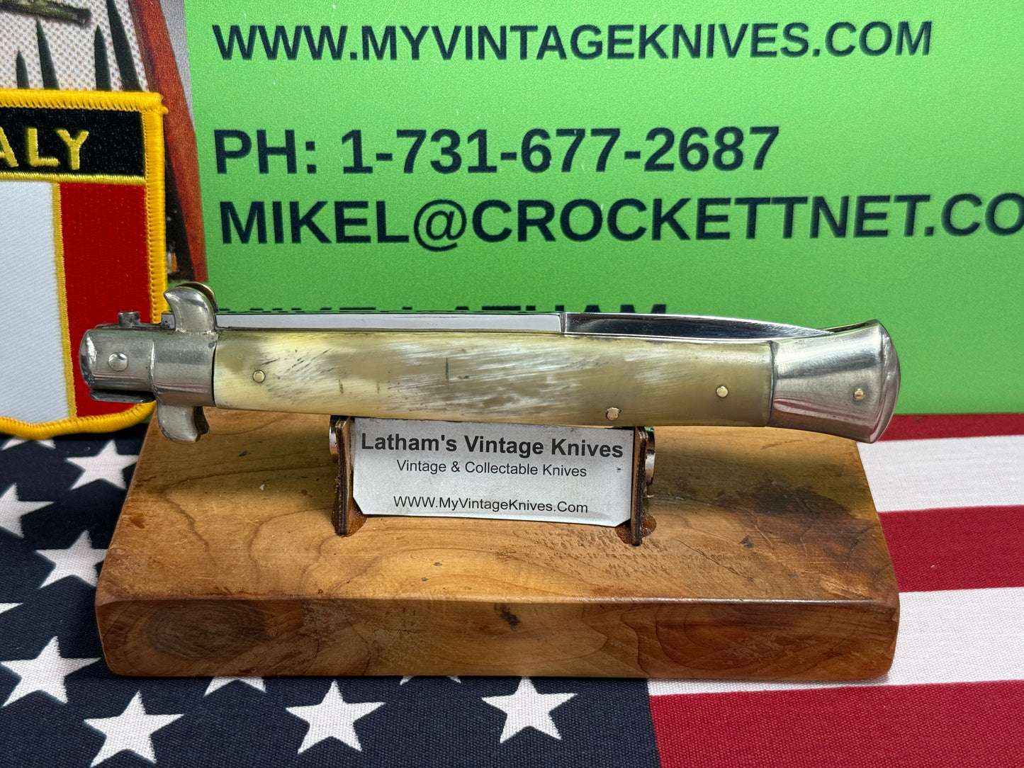 LATAMA ITALY 1950-56 PICK LOCK STILETTO 28 CM ITALIAN AUTOMATIC KNIFE BRAZILIAN HORN HANDLES