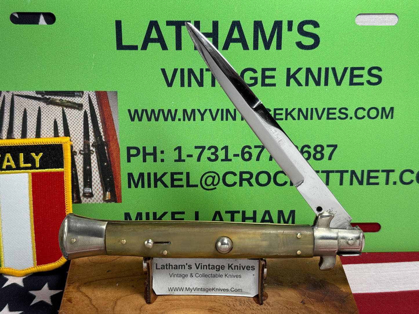 LATAMA ITALY 1950-56 PICK LOCK STILETTO 28 CM ITALIAN AUTOMATIC KNIFE BRAZILIAN HORN HANDLES