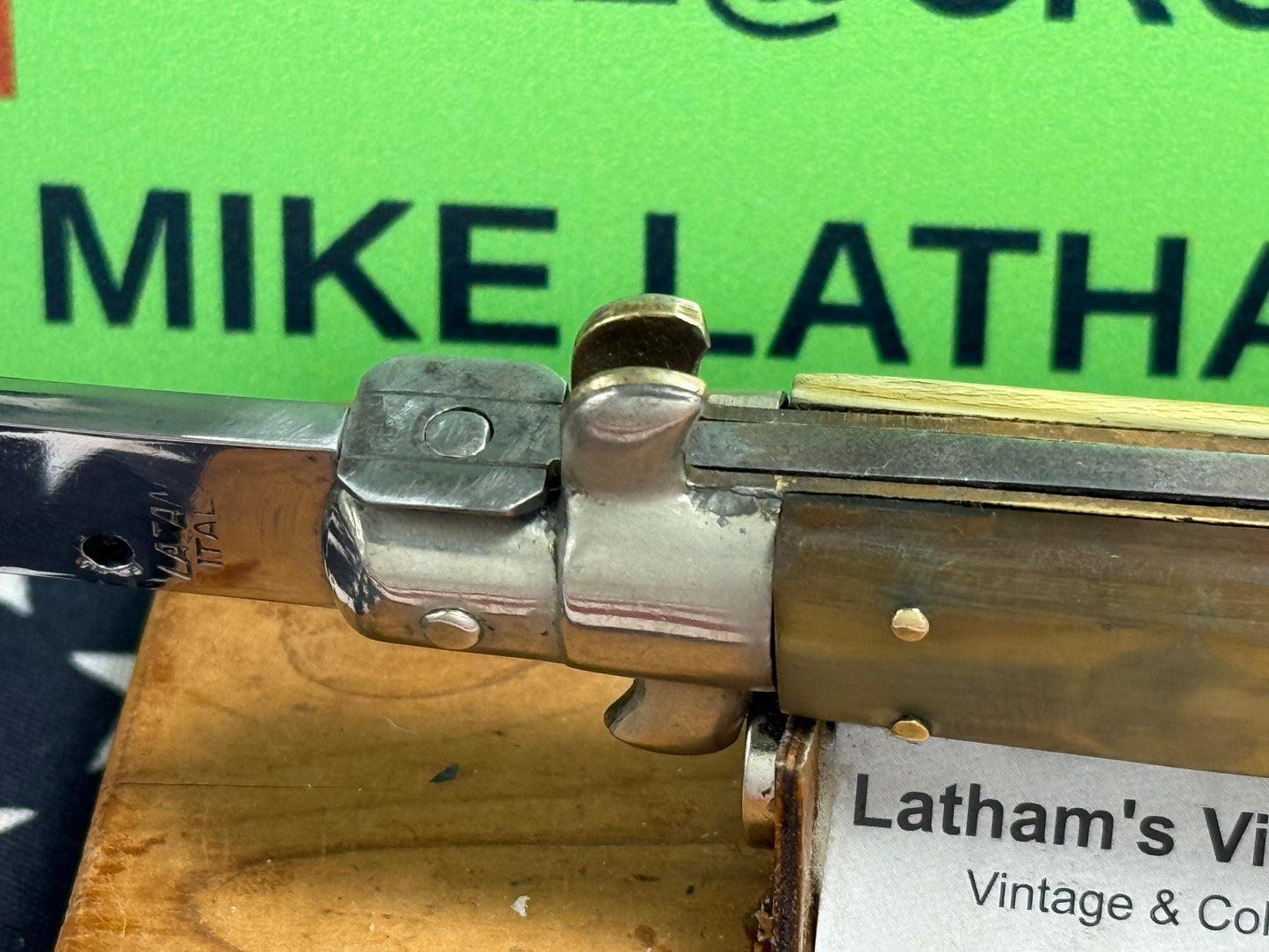 LATAMA ITALY 1950-56 PICK LOCK STILETTO 28 CM ITALIAN AUTOMATIC KNIFE BRAZILIAN HORN HANDLES