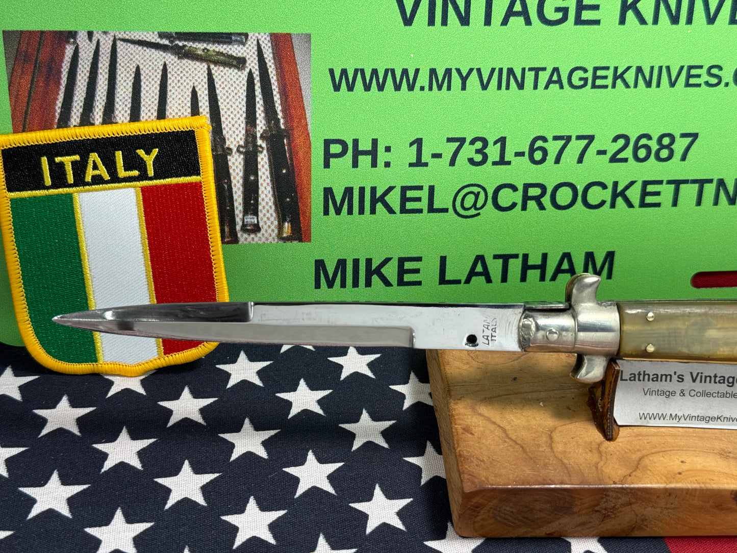 LATAMA ITALY 1950-56 PICK LOCK STILETTO 28 CM ITALIAN AUTOMATIC KNIFE BRAZILIAN HORN HANDLES