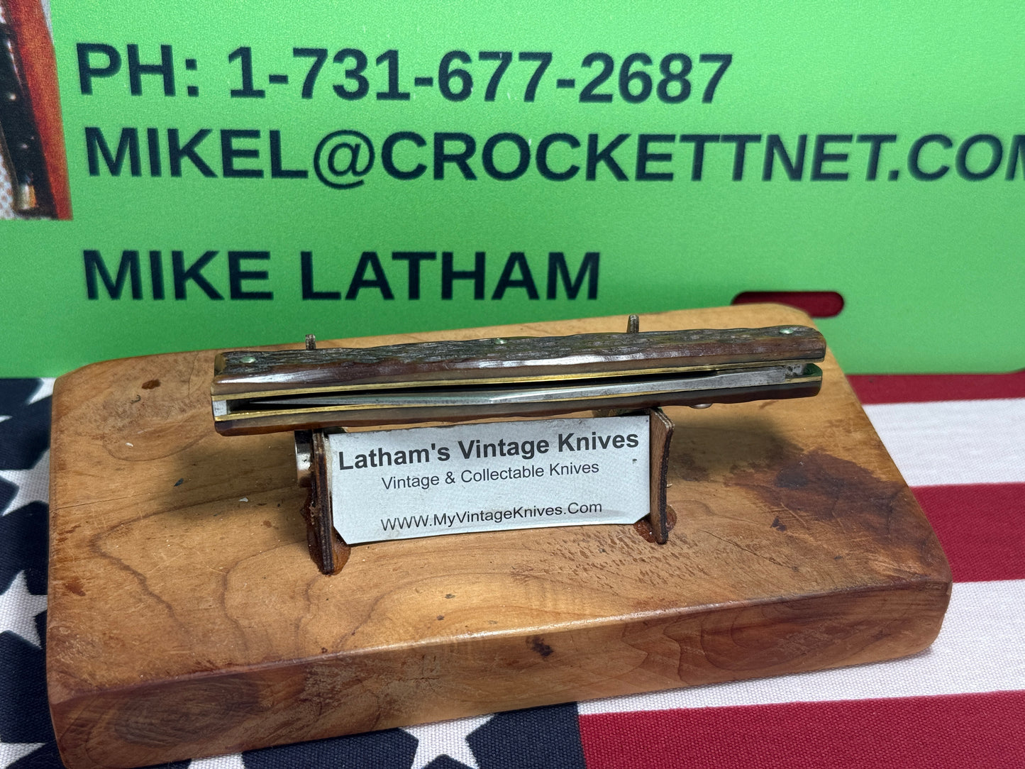 PRESTO GEO. SCHRADE KNIFE CO. BRIDGEPORT CONN. 1940-57 FISH TAIL SINGLE BLADE 4" VINTAGE AMERICAN AUTOMATIC KNIFE JIGGED BONE HANDLES