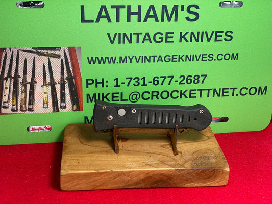 DALTON, ROB D.C.C. COMBAT CUTLERY USA 1995-2010 CUSTOM AUTOMATIC STREET FIGHTER TACTICAL AUTOMATIC KNIFE BLACK FIBER BOARD HANDLES