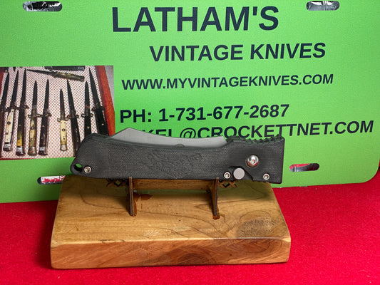 DALTON, ROB D.C.C. COMBAT CUTLERY USA 1995-2010 CUSTOM AUTOMATIC ROPER-TIGER TACTICAL AUTOMATIC KNIFE BLACK FIBER BOARD HANDLES