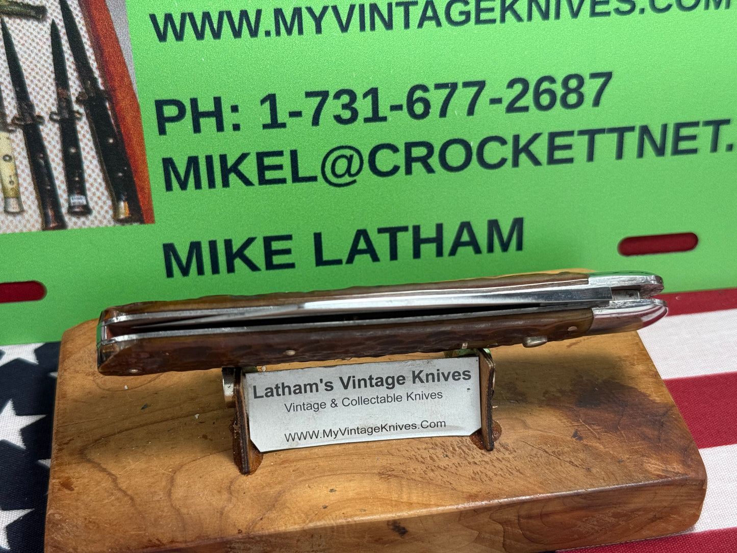 REMINGTON UMC 1920-40 LARGE 5" HUNTER R2403 VINTAGE AMERICAN AUTOMATIC KNIFE BROWN JIGGED BONE HANDLES