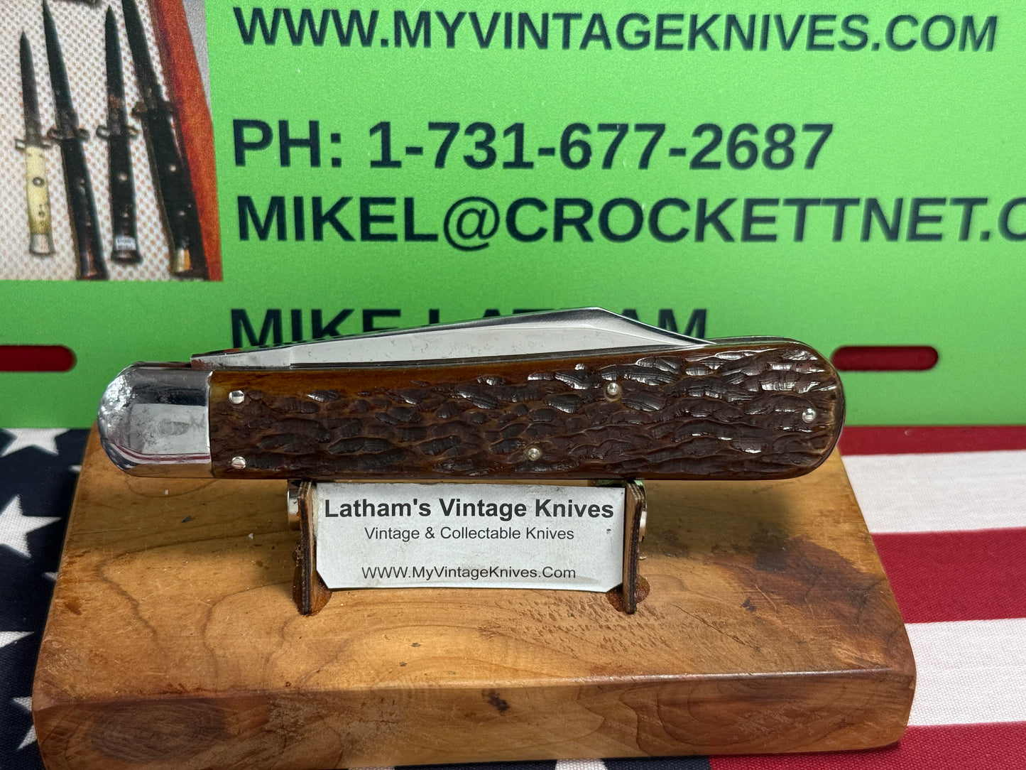 REMINGTON UMC 1920-40 LARGE 5" HUNTER R2403 VINTAGE AMERICAN AUTOMATIC KNIFE BROWN JIGGED BONE HANDLES