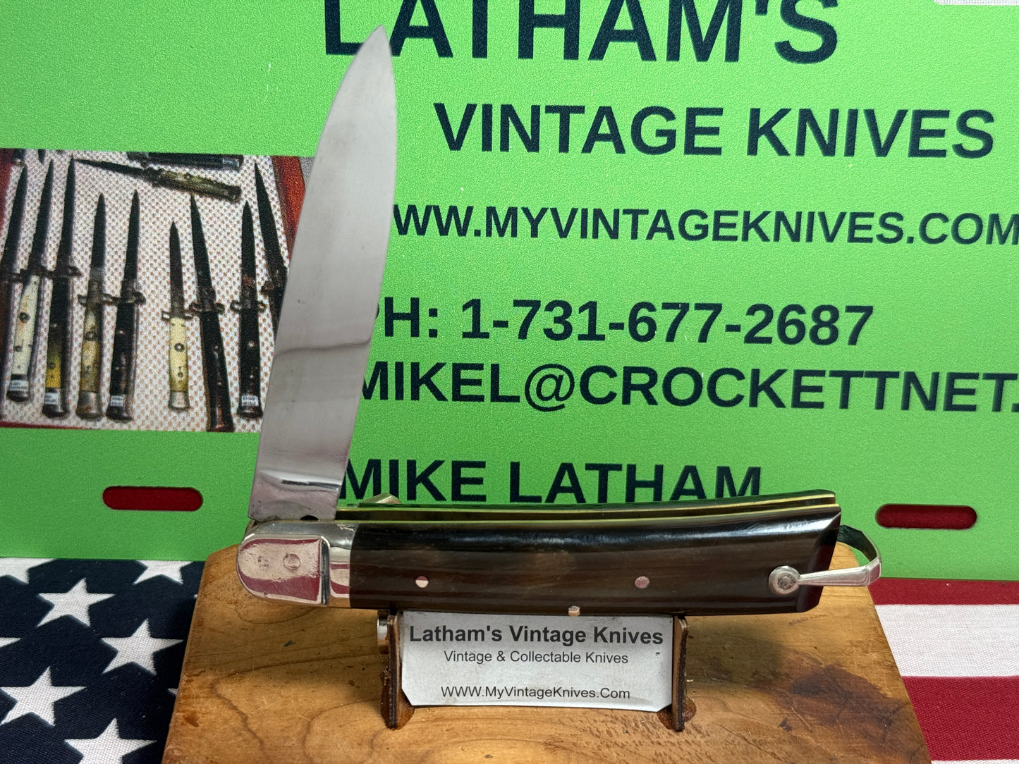 MAKINOX FRANCE 1960-65 LEVER AUTOMATIC FRENCH AUTOMATIC KNIFE REHANDLES IN BEAUTIFUL BRAZILIAN HORN HANDLES