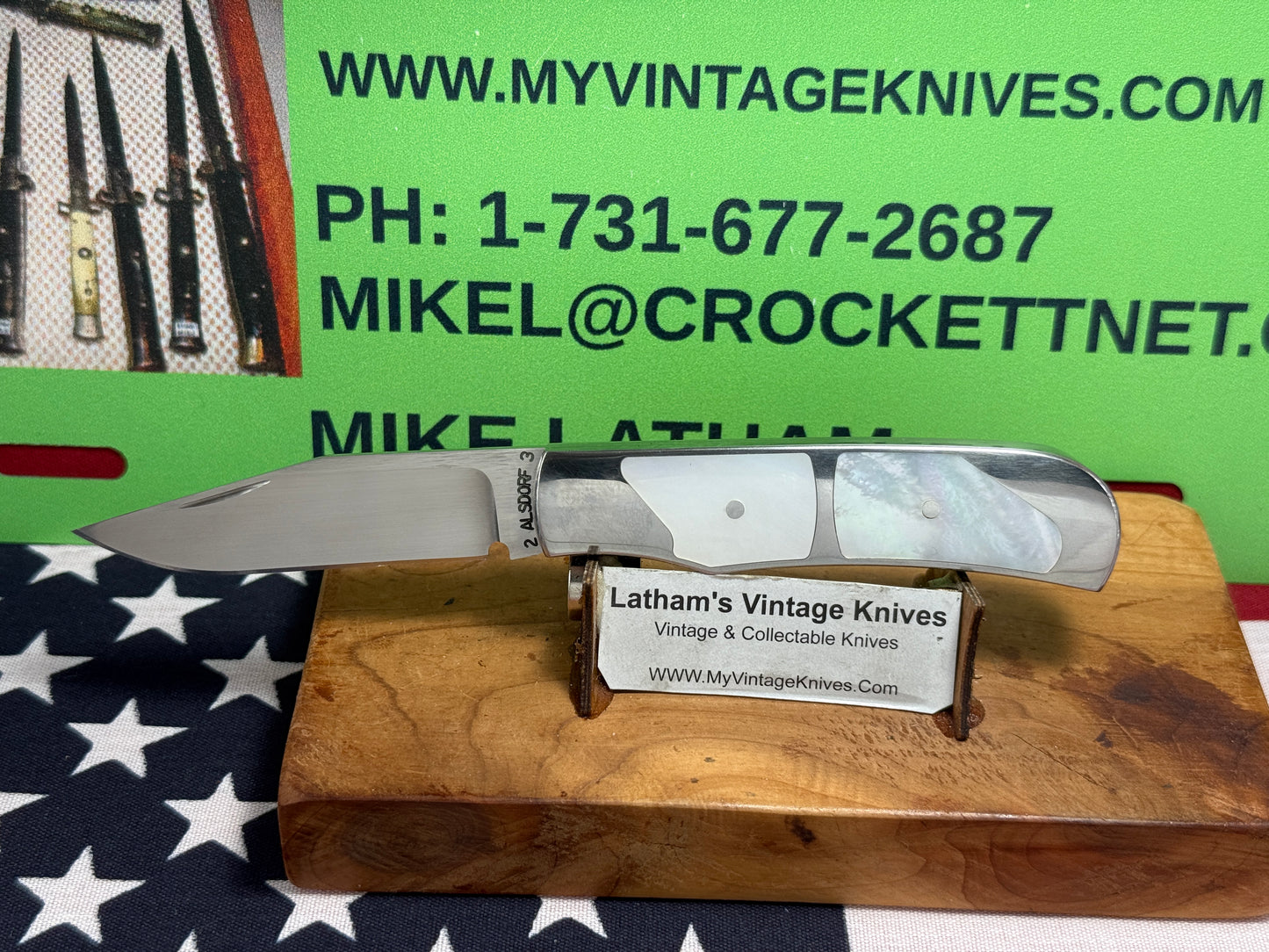 ALSDORF, MIKE CUSTOM KNIVES 2023 SLIP JOINT INTERFRAME JACK KNIFE CUSTOM MANUAL OPEN KNIFE PEARL HANDLES