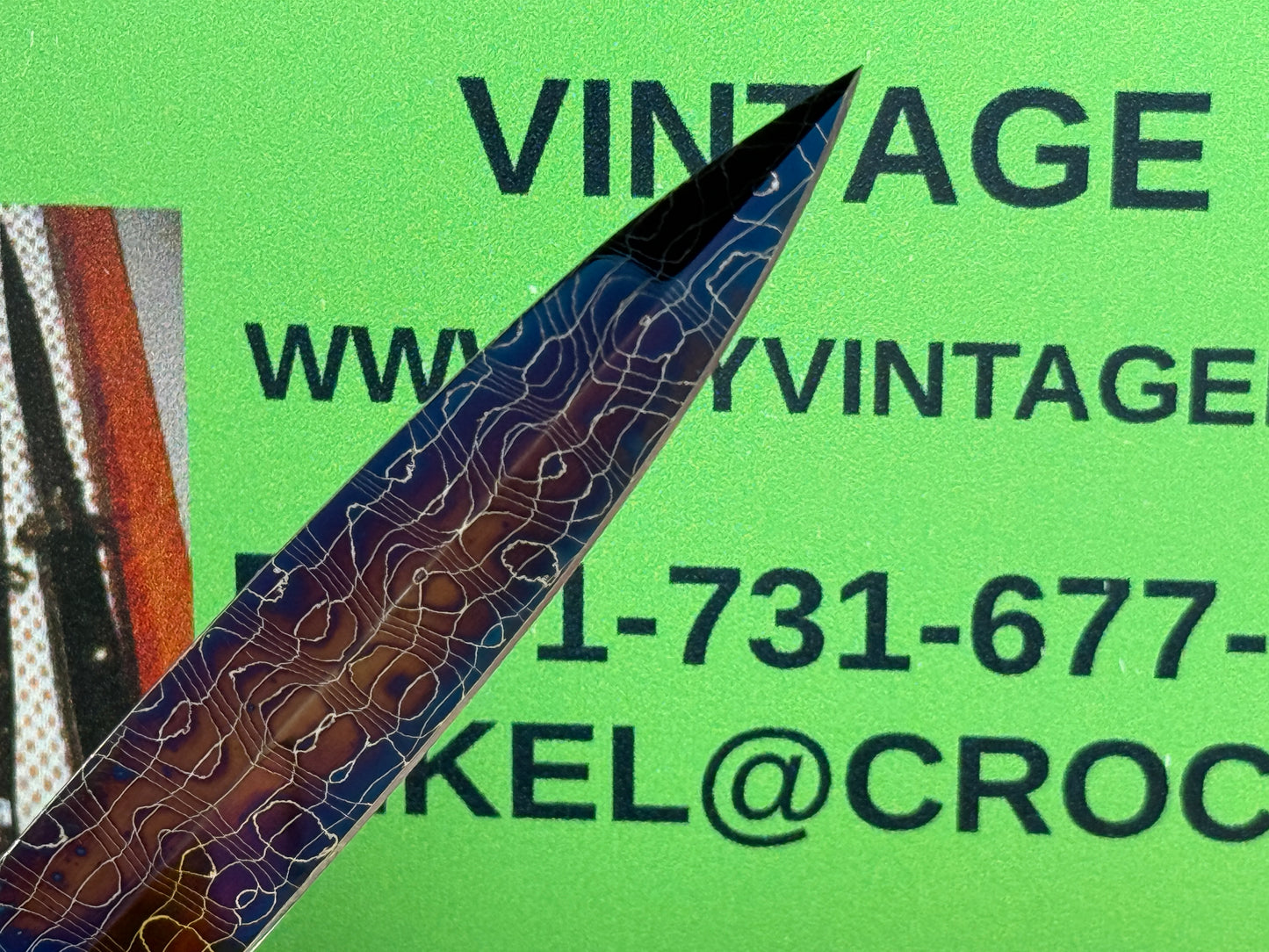 VALLOTTON, RAINY CUSTOM KNIVES 2005-2010 ERA D & D BLUE DAGGER BLADE JEWELS CUSTOM AUTOMATIC KNIFE MAMMOTH TOOTH HANDLES