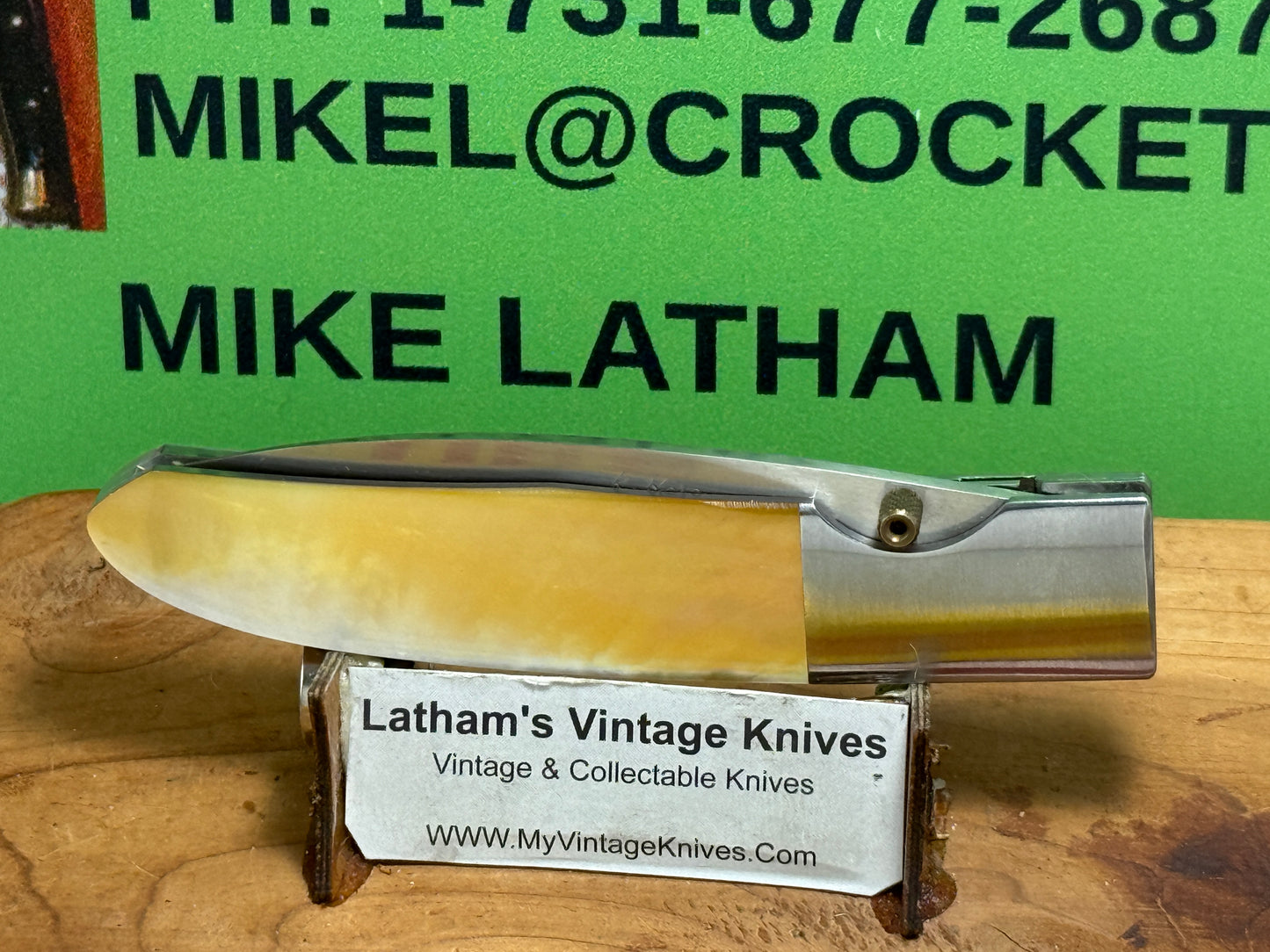 HARA, KOJI CUSTOM KNIVES JAPAN 2005-2008 ERA LINERLOCK FOLDER CUSTOM MANUAL OPEN KNIFE GOLD PEARL HANDLES