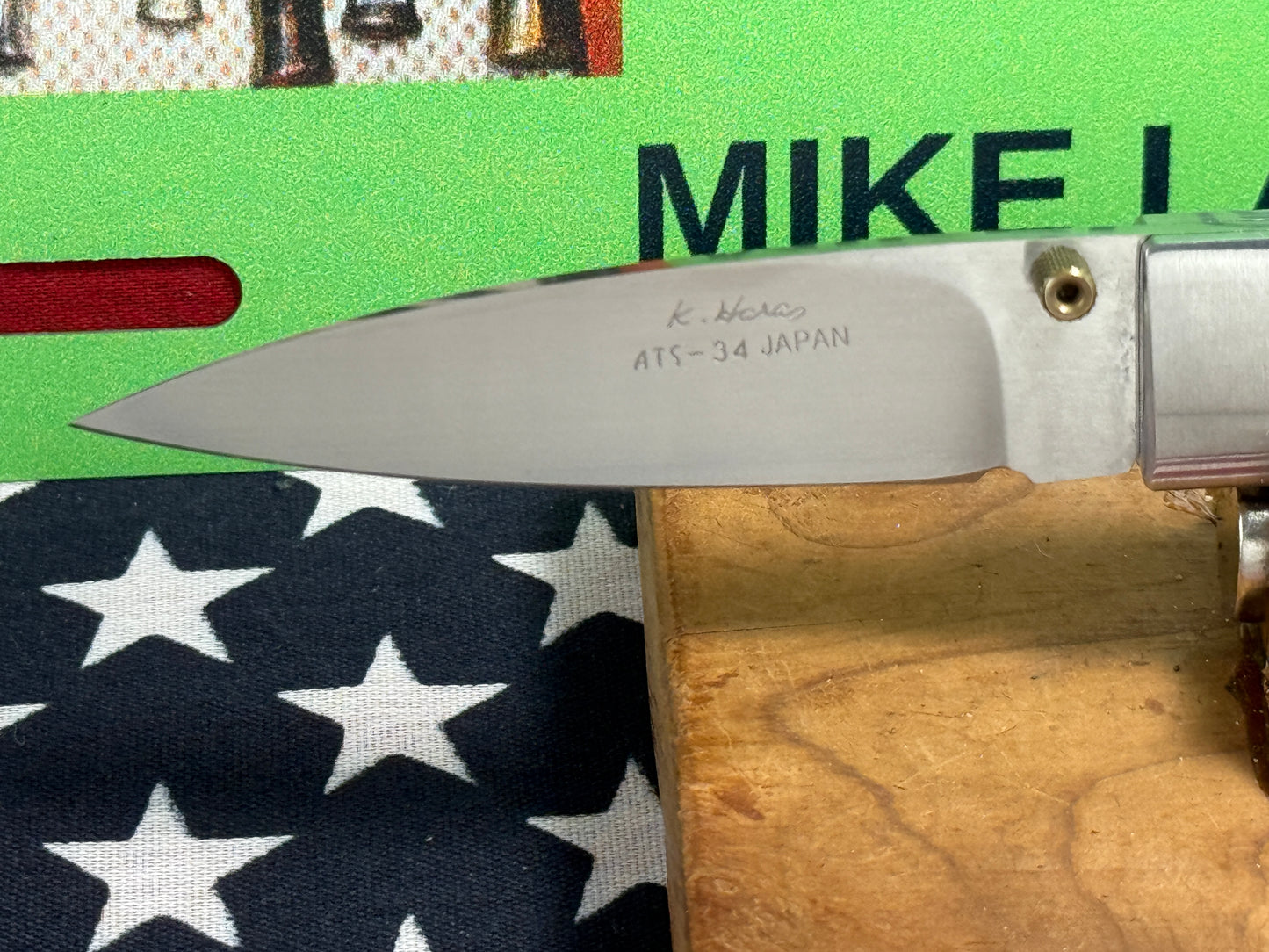 HARA, KOJI CUSTOM KNIVES JAPAN 2005-2008 ERA LINERLOCK FOLDER CUSTOM MANUAL OPEN KNIFE GOLD PEARL HANDLES