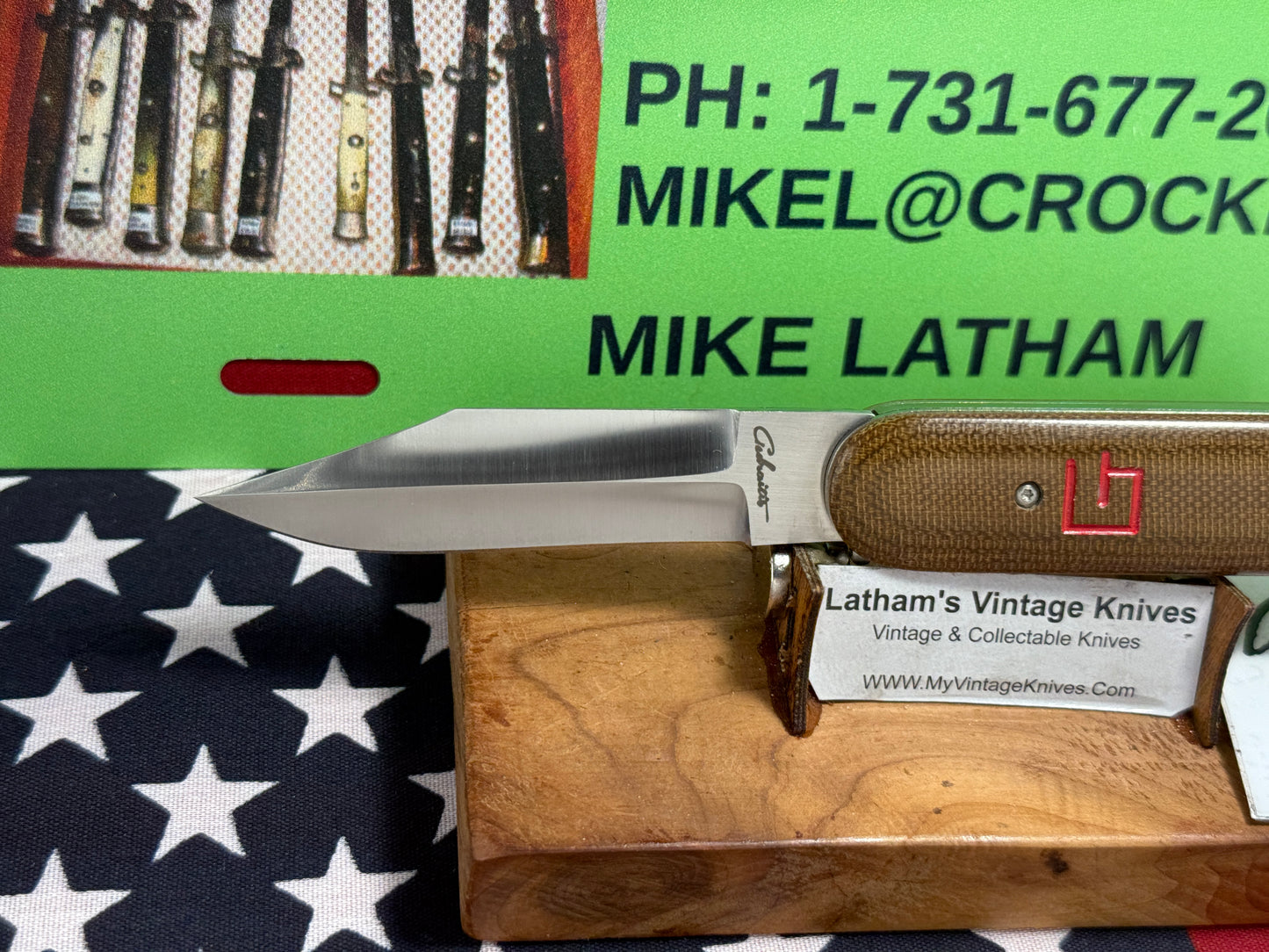 GEDRAITIS, CHUCK CUSTOM KNIVES 2025 SCALE RELEASE SWITCH ARMY LOVELESS INSPIRED BLADE GRIND CPM 154 CUSTOM AUTOMATIC KNIFE ODGREEN CANVAS MICARTA HANDLES