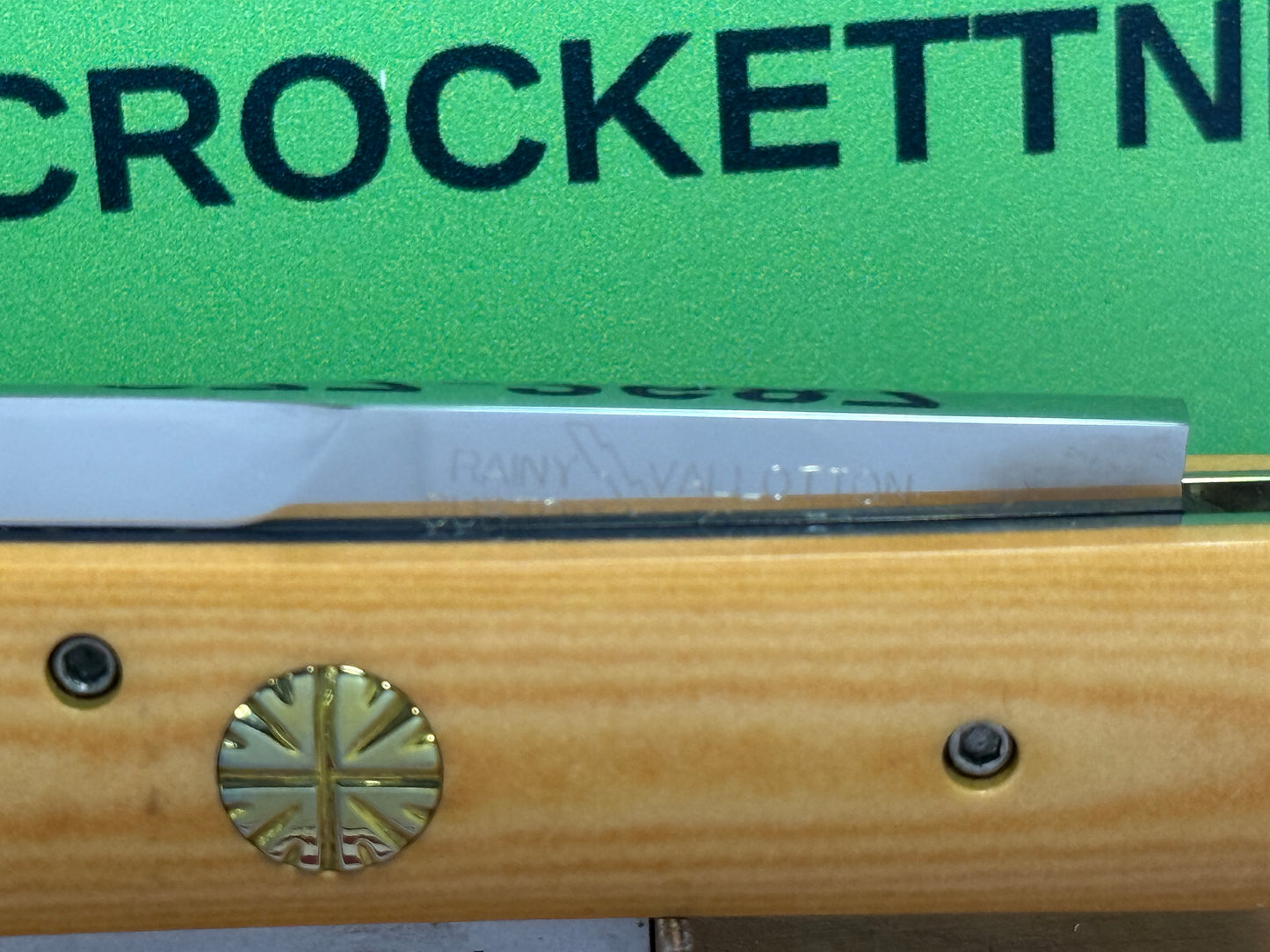 VALLOTTON, RAINY CUSTOM KNIVES 1998-2001 ERA D & D FAN TAIL BAYONET BLADE CUSTOM AUTOMATIC KNIFE WESTINGHOUSE MICARATA HANDLES