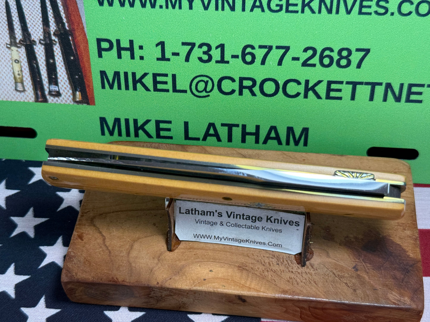 VALLOTTON, RAINY CUSTOM KNIVES 1998-2001 ERA D & D FAN TAIL BAYONET BLADE CUSTOM AUTOMATIC KNIFE WESTINGHOUSE MICARATA HANDLES