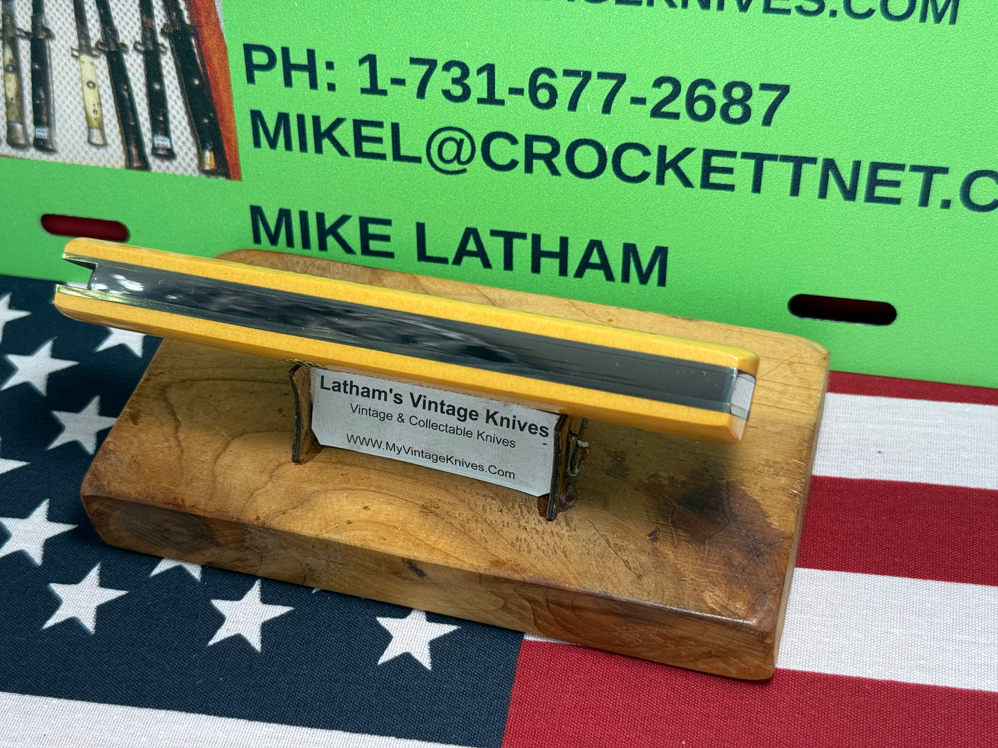 VALLOTTON, RAINY CUSTOM KNIVES 1998-2001 ERA D & D FAN TAIL BAYONET BLADE CUSTOM AUTOMATIC KNIFE WESTINGHOUSE MICARATA HANDLES