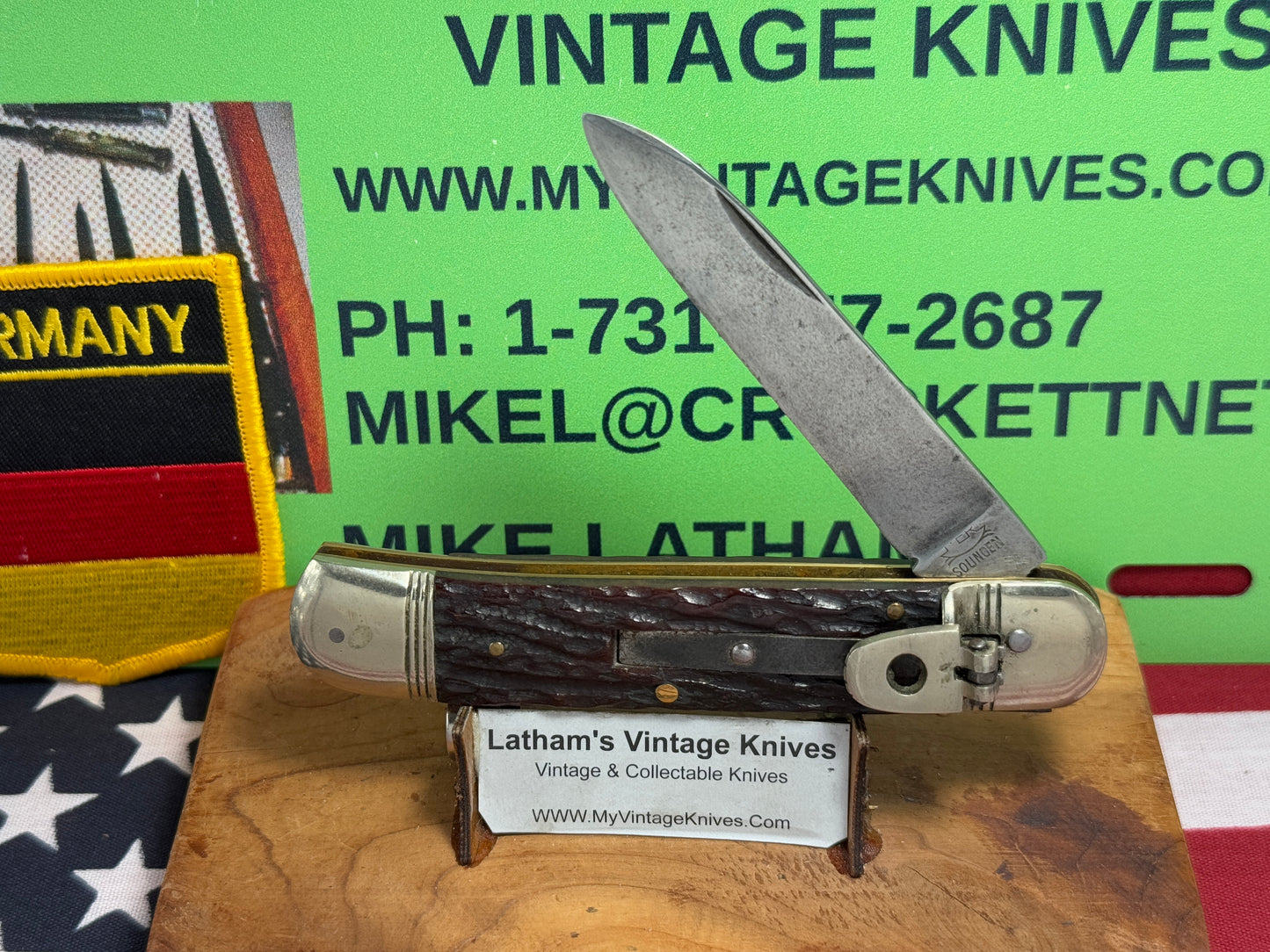 MADE IN GERMANY 1955-65 LEVER AUTOMATIC SPRINGER 11 CM GERMAN AUTOMATIC KNIFE BLACK BONE HANDLES CLEARANCE ITEM!!