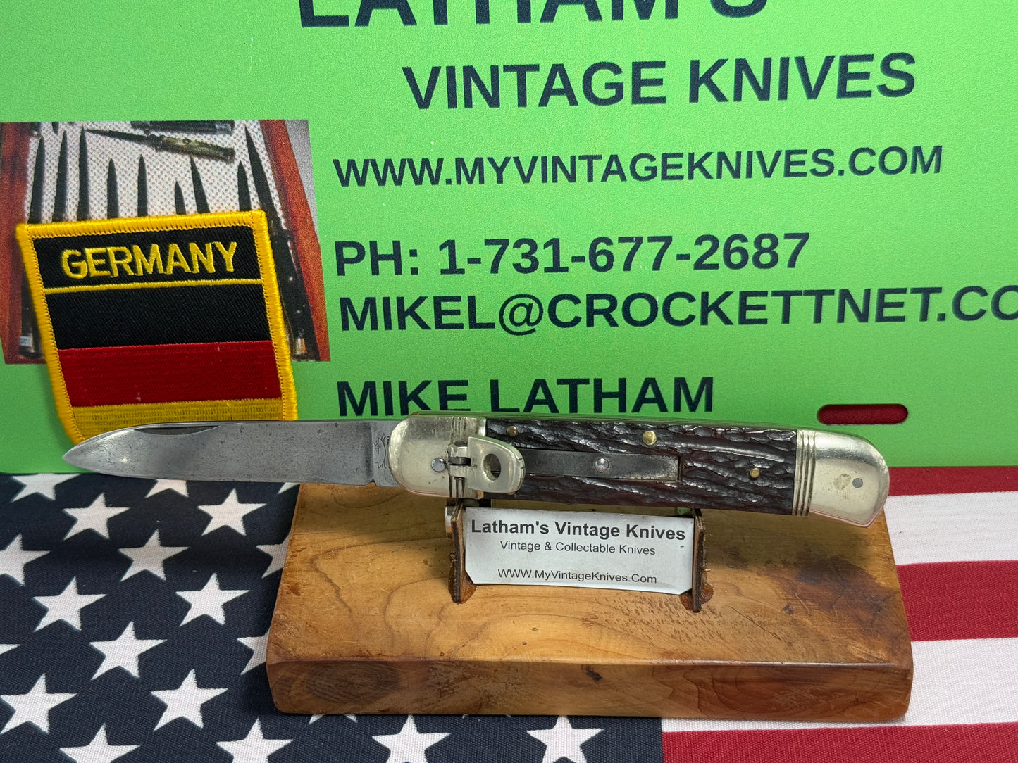 MADE IN GERMANY 1955-65 LEVER AUTOMATIC SPRINGER 11 CM GERMAN AUTOMATIC KNIFE BLACK BONE HANDLES CLEARANCE ITEM!!