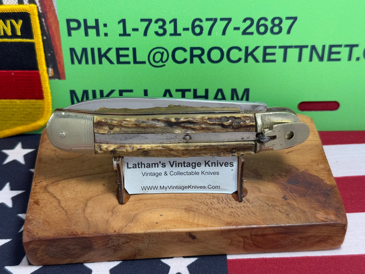 A. WINGEN JR. SOLINGEN GERMANY 1955-65 LEVER AUTOMATIC 11 CM GERMAN AUTOMATIC KNIFE STAG HANDLES CLEARANCE ITEM!!