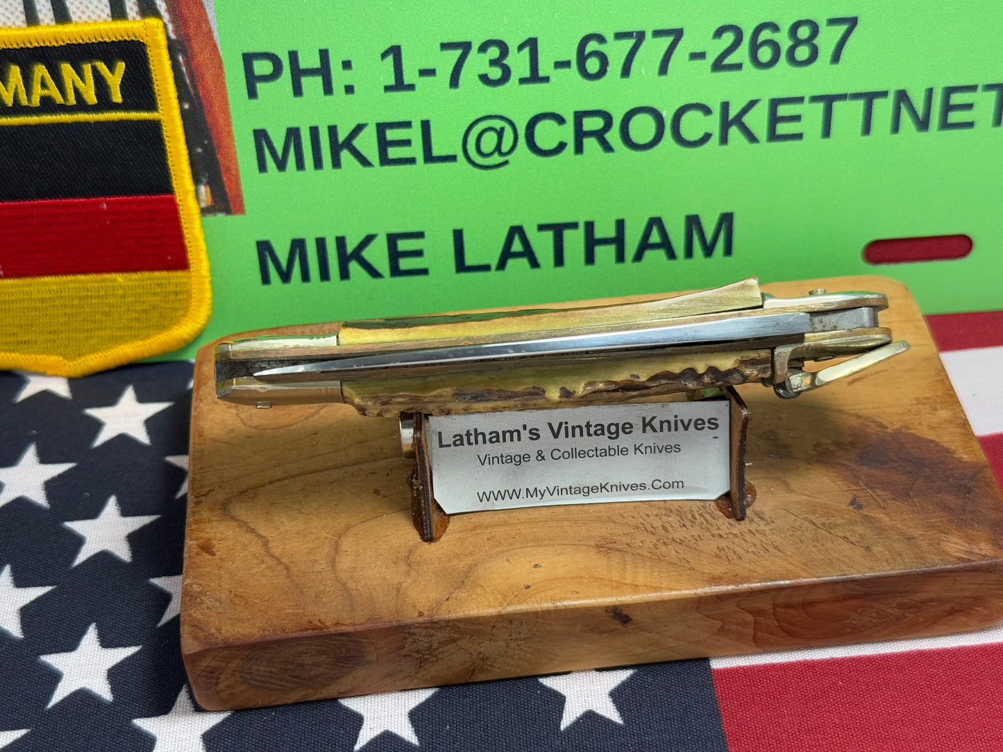 A. WINGEN JR. SOLINGEN GERMANY 1955-65 LEVER AUTOMATIC 11 CM GERMAN AUTOMATIC KNIFE STAG HANDLES CLEARANCE ITEM!!