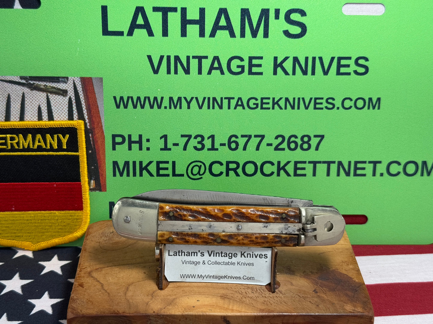 IMCO GERMANY 1950-55 LEVER AUTOMATIC SPRINGER 11 CM GERMAN AUTOMATIC KNIFE BROWN BONE HANDLES CLEARANCE ITEM!!