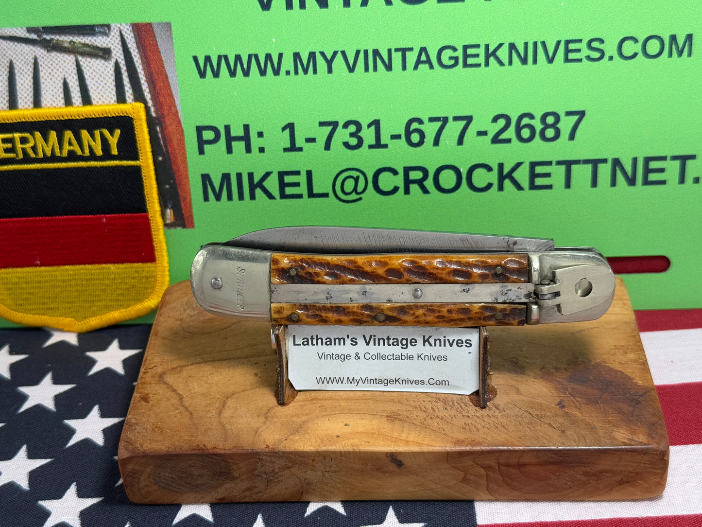 IMCO GERMANY 1950-55 LEVER AUTOMATIC SPRINGER 11 CM GERMAN AUTOMATIC KNIFE BROWN BONE HANDLES CLEARANCE ITEM!!