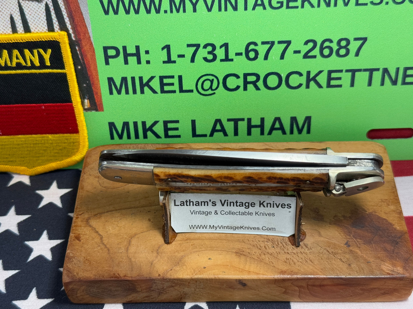 IMCO GERMANY 1950-55 LEVER AUTOMATIC SPRINGER 11 CM GERMAN AUTOMATIC KNIFE BROWN BONE HANDLES CLEARANCE ITEM!!