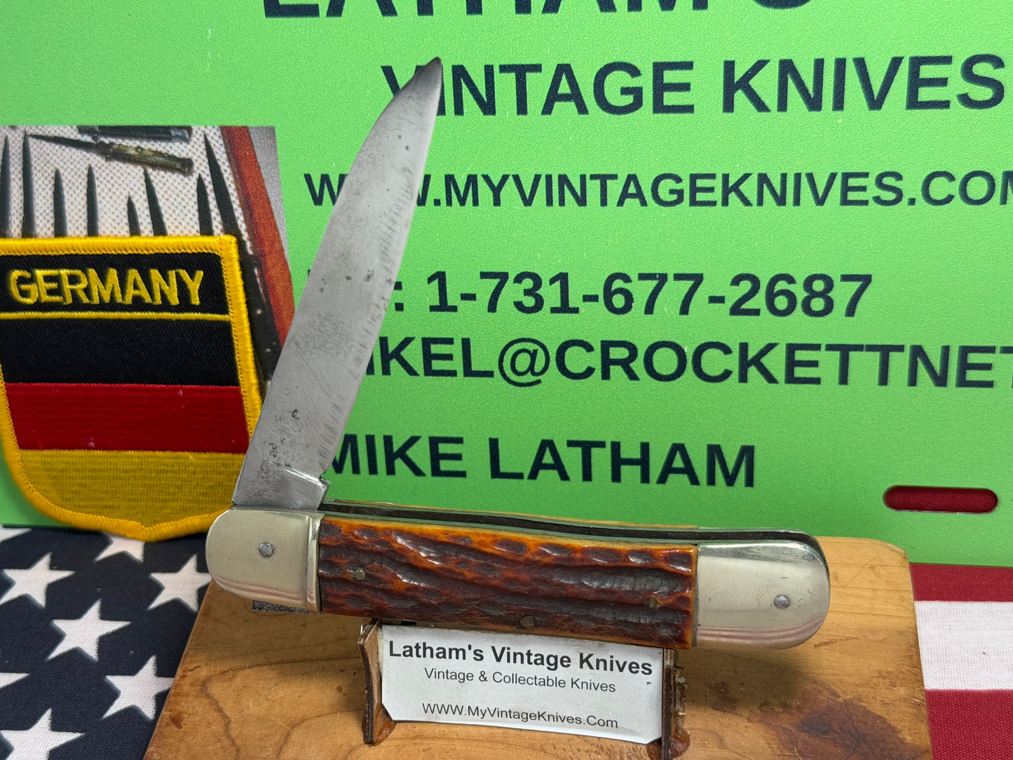 IMCO GERMANY 1950-55 LEVER AUTOMATIC SPRINGER 11 CM GERMAN AUTOMATIC KNIFE BROWN BONE HANDLES CLEARANCE ITEM!!