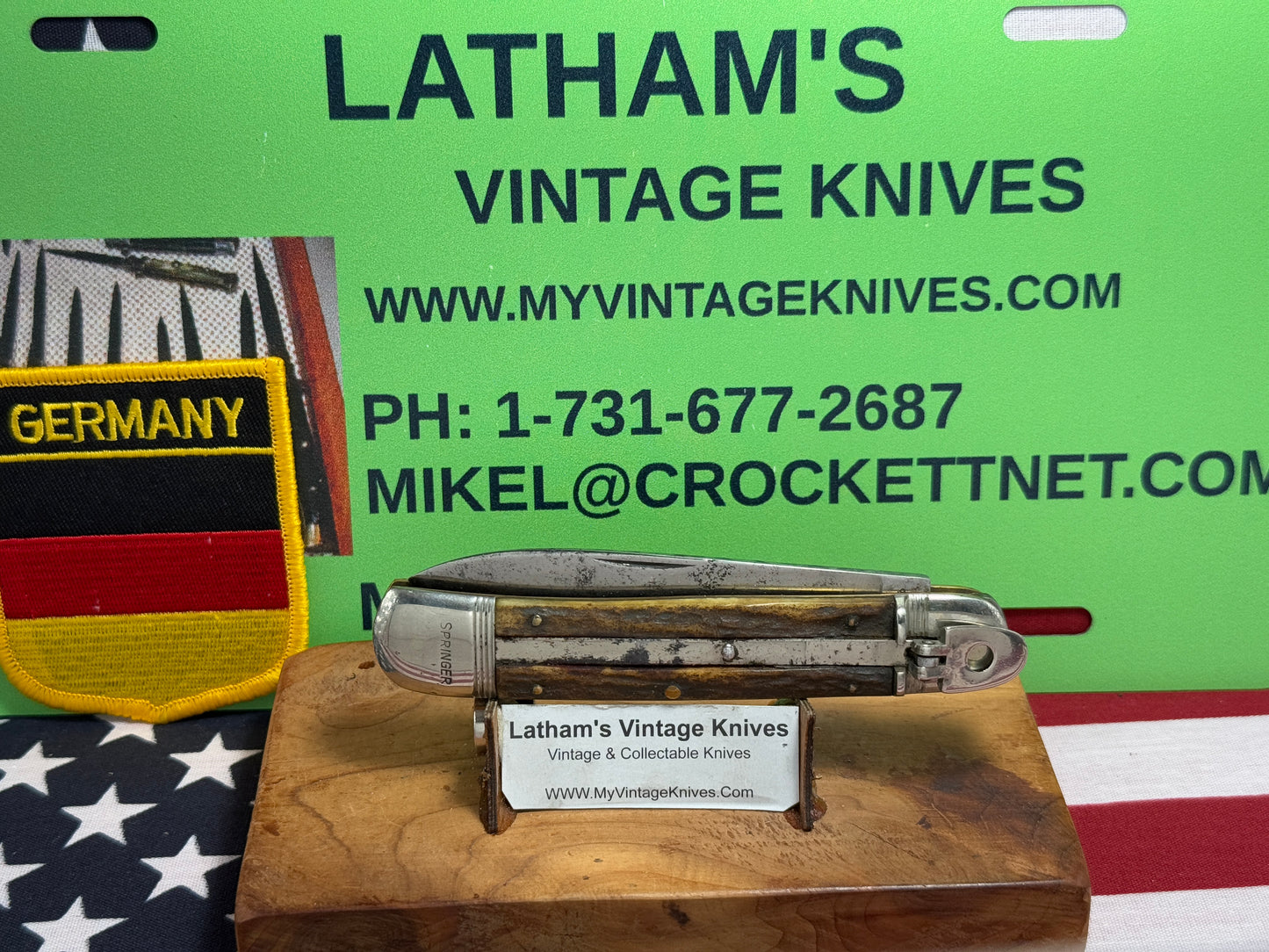 RICH A. HERDER SOLINGEN GERMANY 1950-55 LEVER AUTOMATIC SPRINGER 11 CM GERMAN AUTOMATIC KNIFE STAG HANDLES CLEARANCE ITEM!!