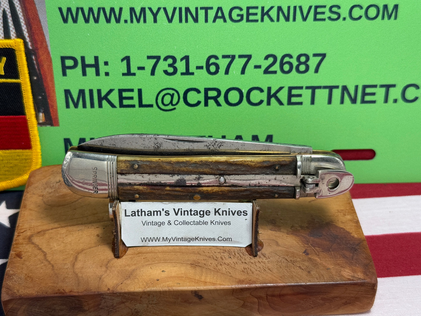 RICH A. HERDER SOLINGEN GERMANY 1950-55 LEVER AUTOMATIC SPRINGER 11 CM GERMAN AUTOMATIC KNIFE STAG HANDLES CLEARANCE ITEM!!