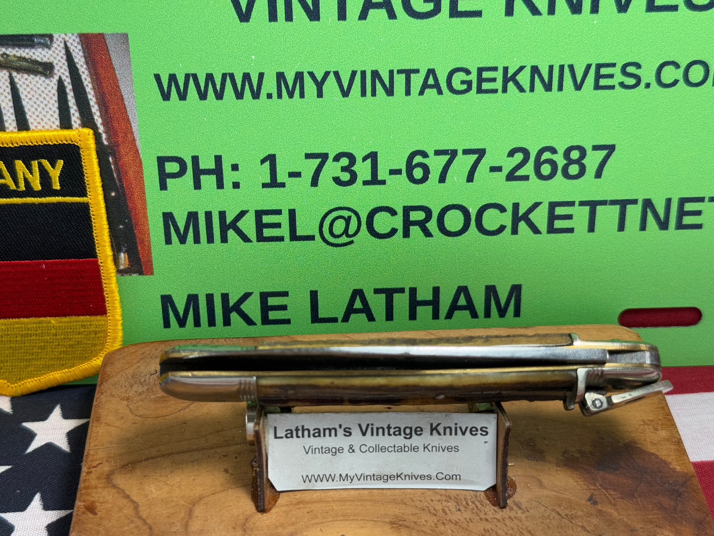 RICH A. HERDER SOLINGEN GERMANY 1950-55 LEVER AUTOMATIC SPRINGER 11 CM GERMAN AUTOMATIC KNIFE STAG HANDLES CLEARANCE ITEM!!