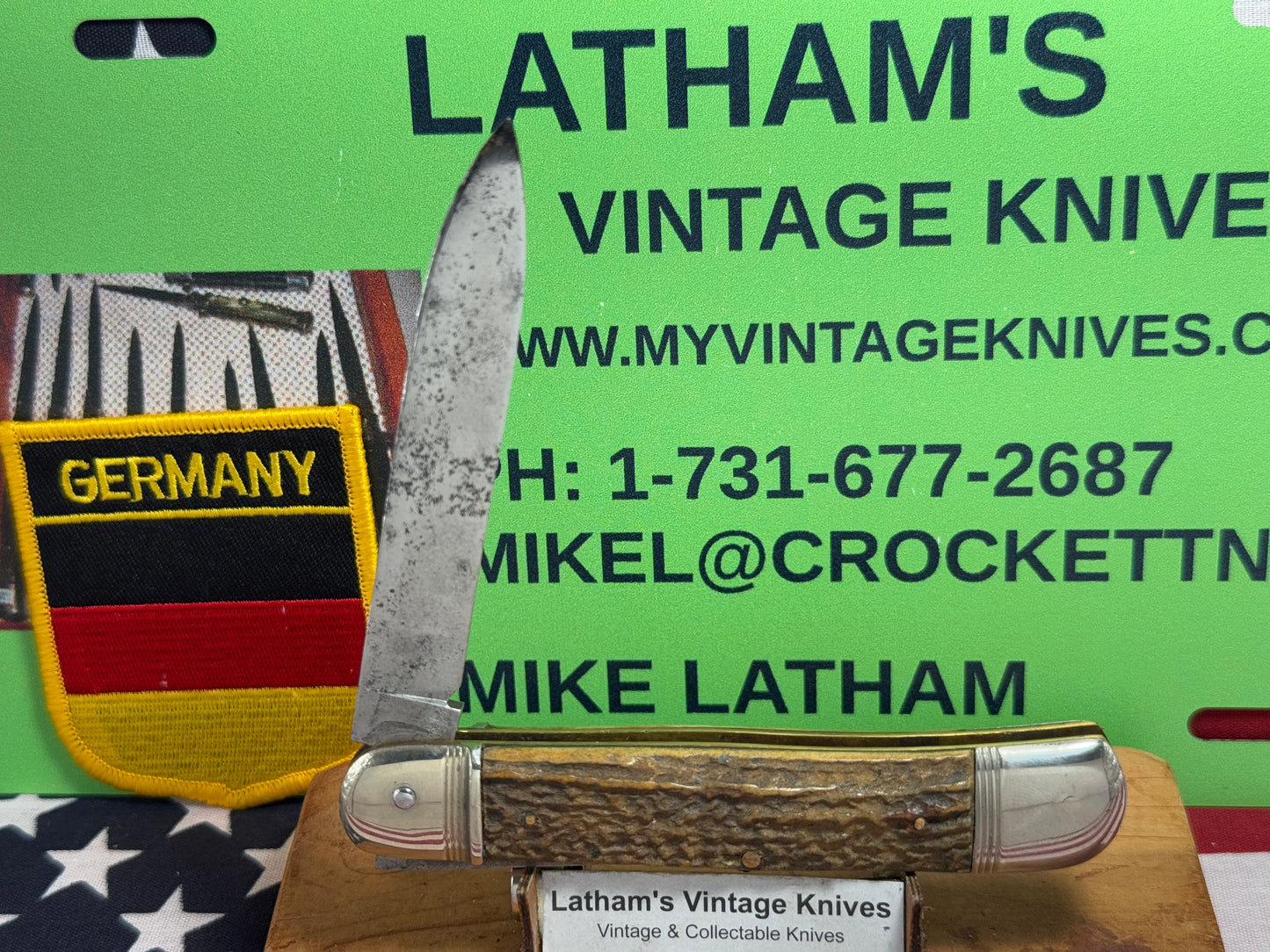 RICH A. HERDER SOLINGEN GERMANY 1950-55 LEVER AUTOMATIC SPRINGER 11 CM GERMAN AUTOMATIC KNIFE STAG HANDLES CLEARANCE ITEM!!