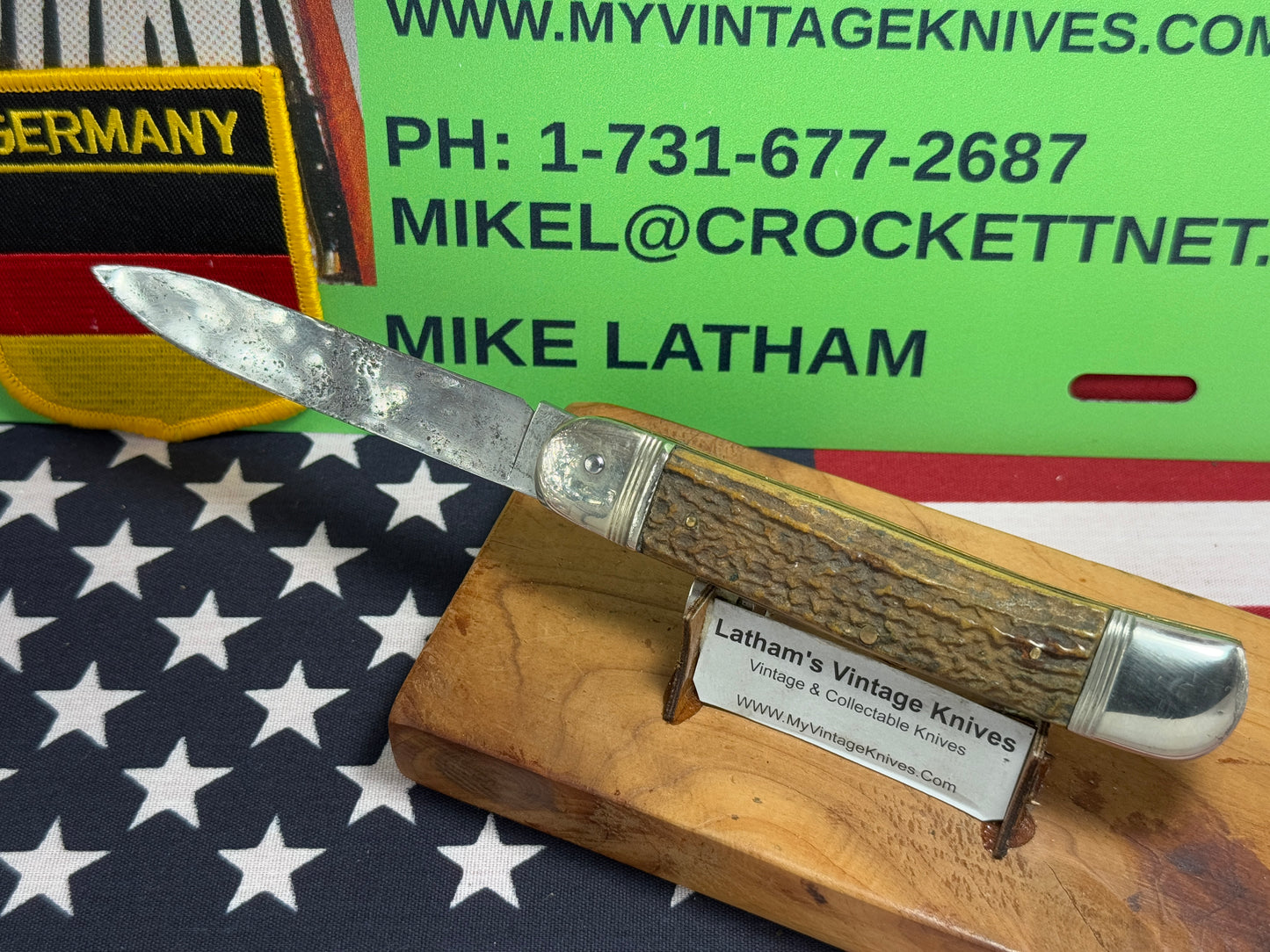 RICH A. HERDER SOLINGEN GERMANY 1950-55 LEVER AUTOMATIC SPRINGER 11 CM GERMAN AUTOMATIC KNIFE STAG HANDLES CLEARANCE ITEM!!