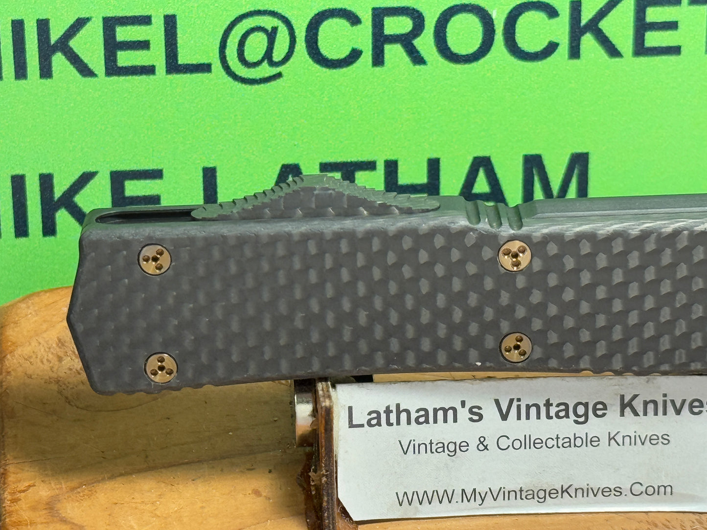 MICROTECH USA MARFIONE CUSTOM AUTOMATIC ALM SN 004 OTF MAKORA HIGH POLISH FIRE HARDWARE TACTICAL AUTOMATIC KNIFE CARBON FIBER TOP & BUTTON