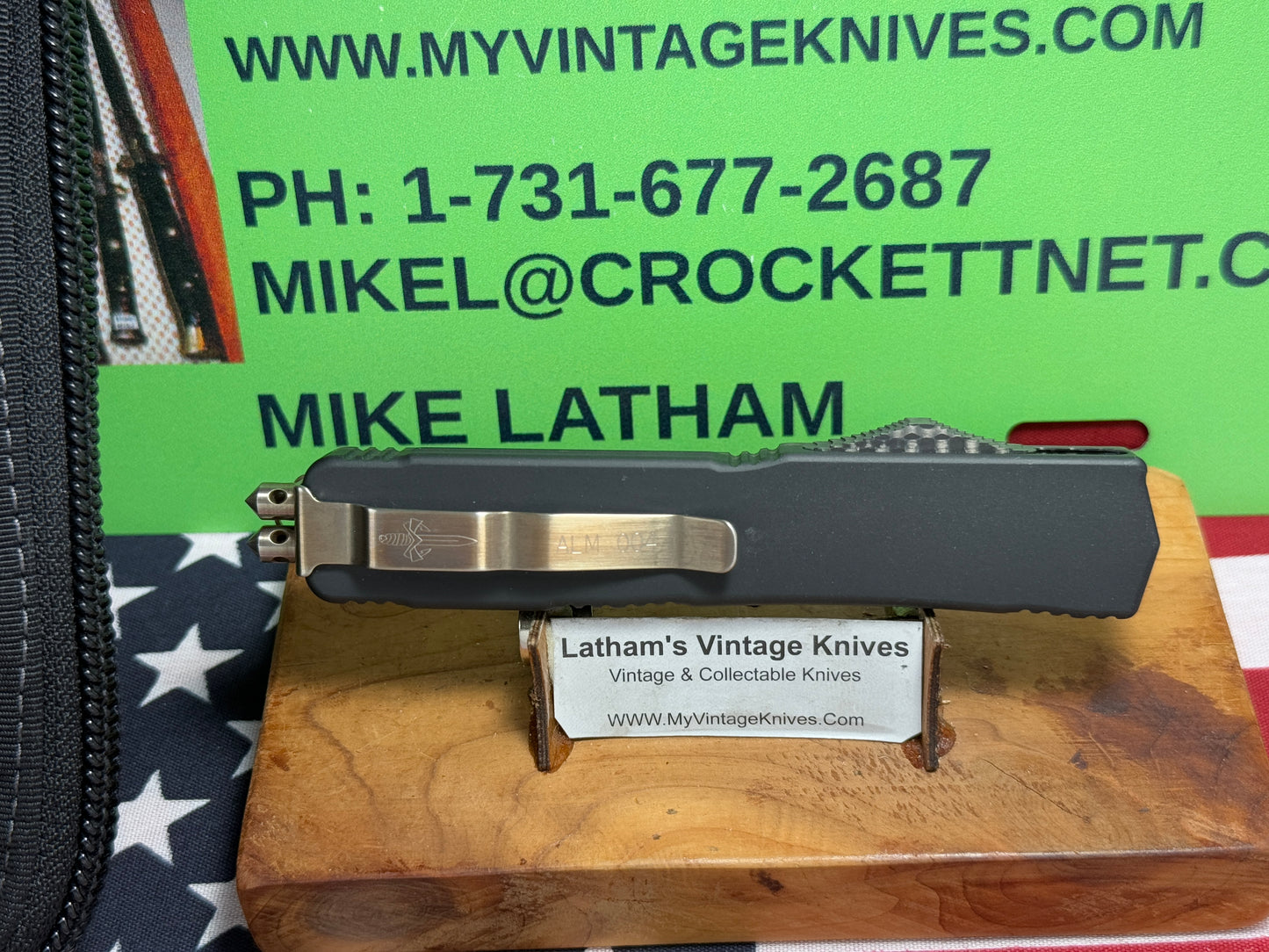 MICROTECH USA MARFIONE CUSTOM AUTOMATIC ALM SN 004 OTF MAKORA HIGH POLISH FIRE HARDWARE TACTICAL AUTOMATIC KNIFE CARBON FIBER TOP & BUTTON