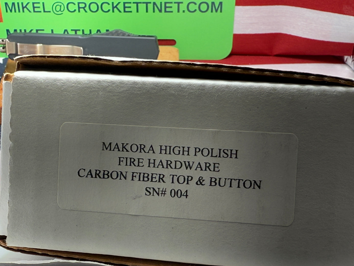 MICROTECH USA MARFIONE CUSTOM AUTOMATIC ALM SN 004 OTF MAKORA HIGH POLISH FIRE HARDWARE TACTICAL AUTOMATIC KNIFE CARBON FIBER TOP & BUTTON