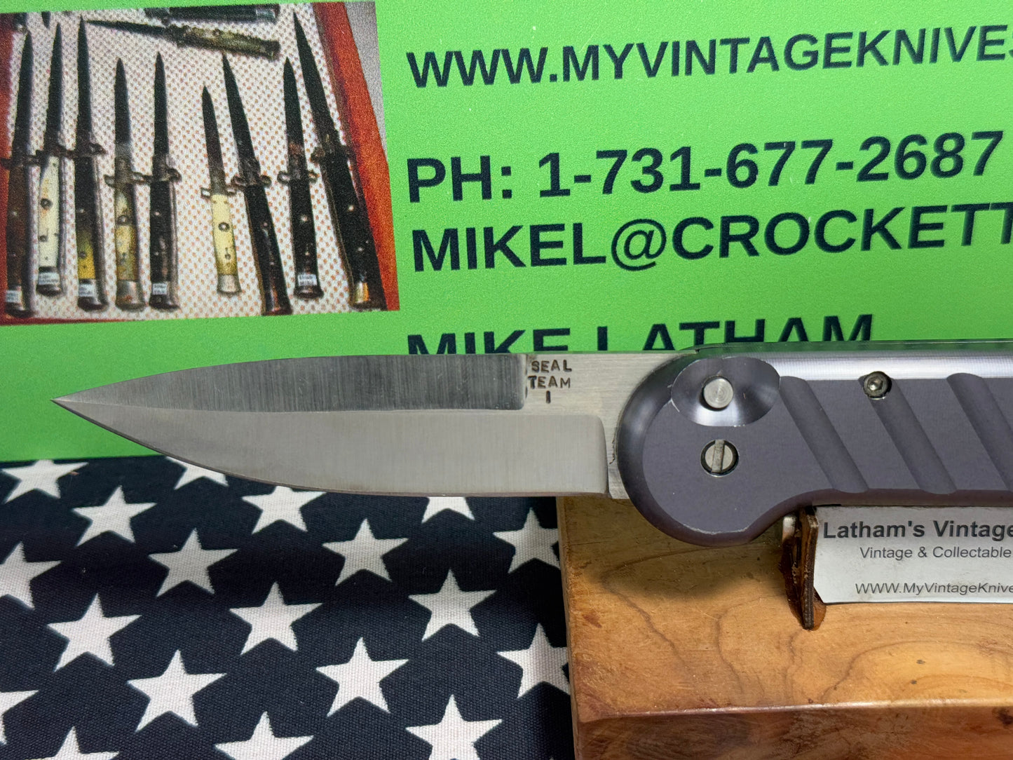 DALTON, ROB USA 1998-2003 LARGE SEAL TEAM 1 USA 23 MILITARY CUSTOM AUTOMATIC KNIFE BLACK METAL HANDLES