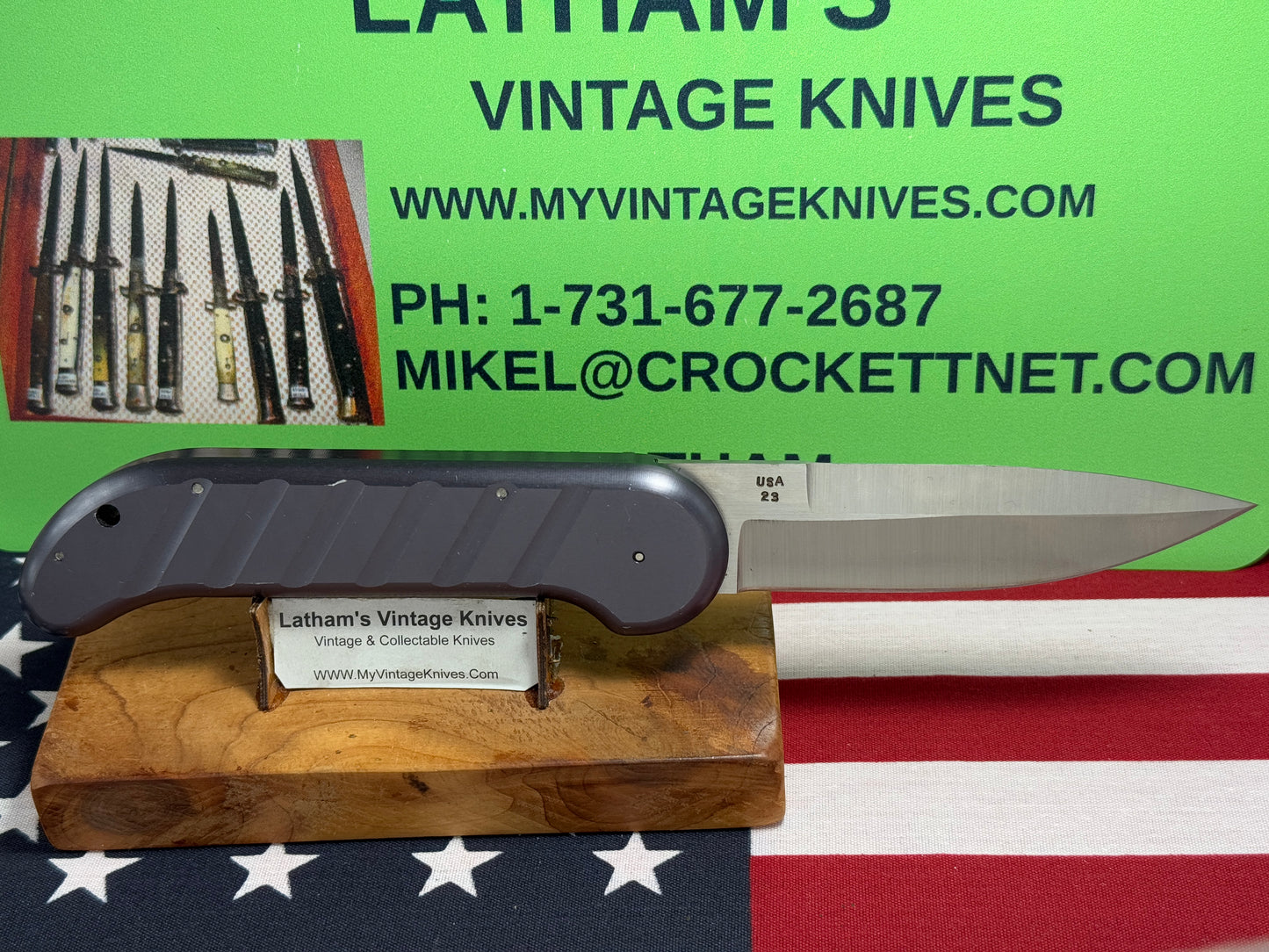 DALTON, ROB USA 1998-2003 LARGE SEAL TEAM 1 USA 23 MILITARY CUSTOM AUTOMATIC KNIFE BLACK METAL HANDLES