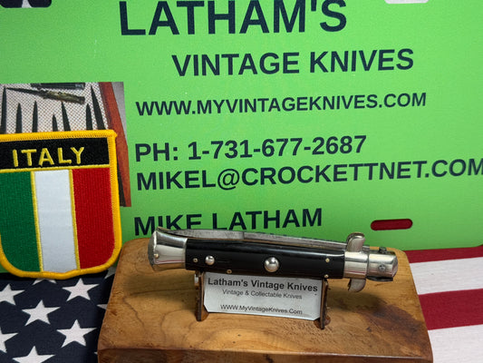 ALAMO ITLAY 1950-57 PICK LOCK STILETTO 20 CM ITALIAN AUTOMATIC KNIFE BUFFALO HORN HANDLES