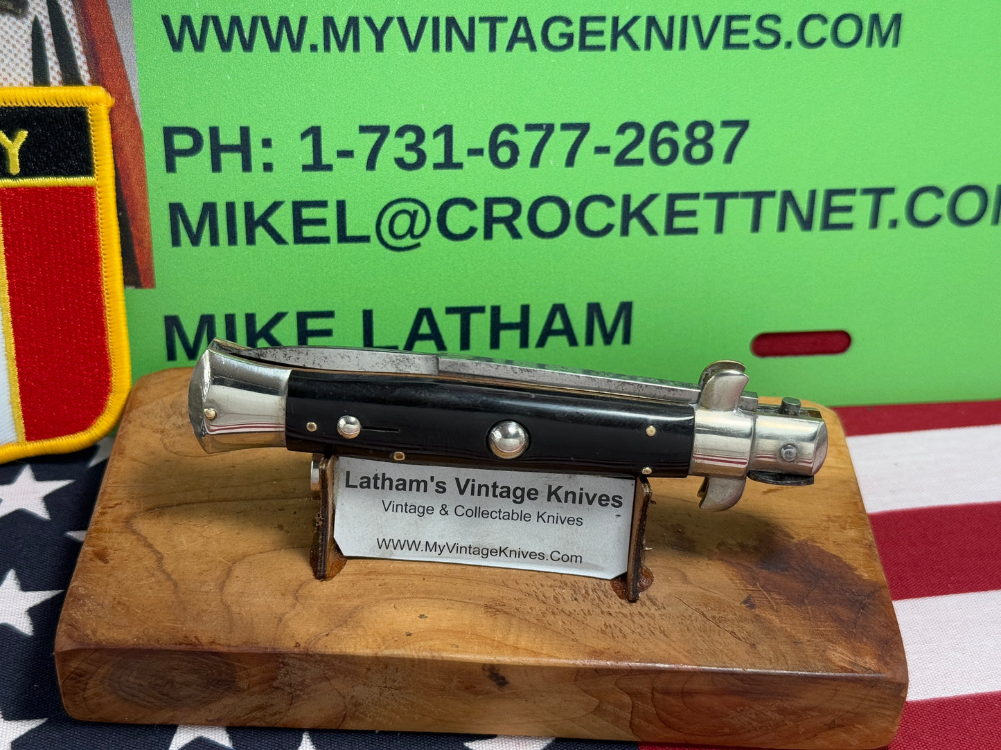 ALAMO ITLAY 1950-57 PICK LOCK STILETTO 20 CM ITALIAN AUTOMATIC KNIFE BUFFALO HORN HANDLES