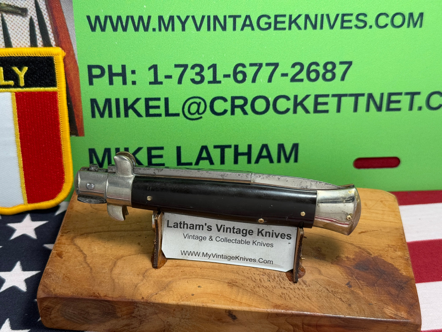 ALAMO ITLAY 1950-57 PICK LOCK STILETTO 20 CM ITALIAN AUTOMATIC KNIFE BUFFALO HORN HANDLES