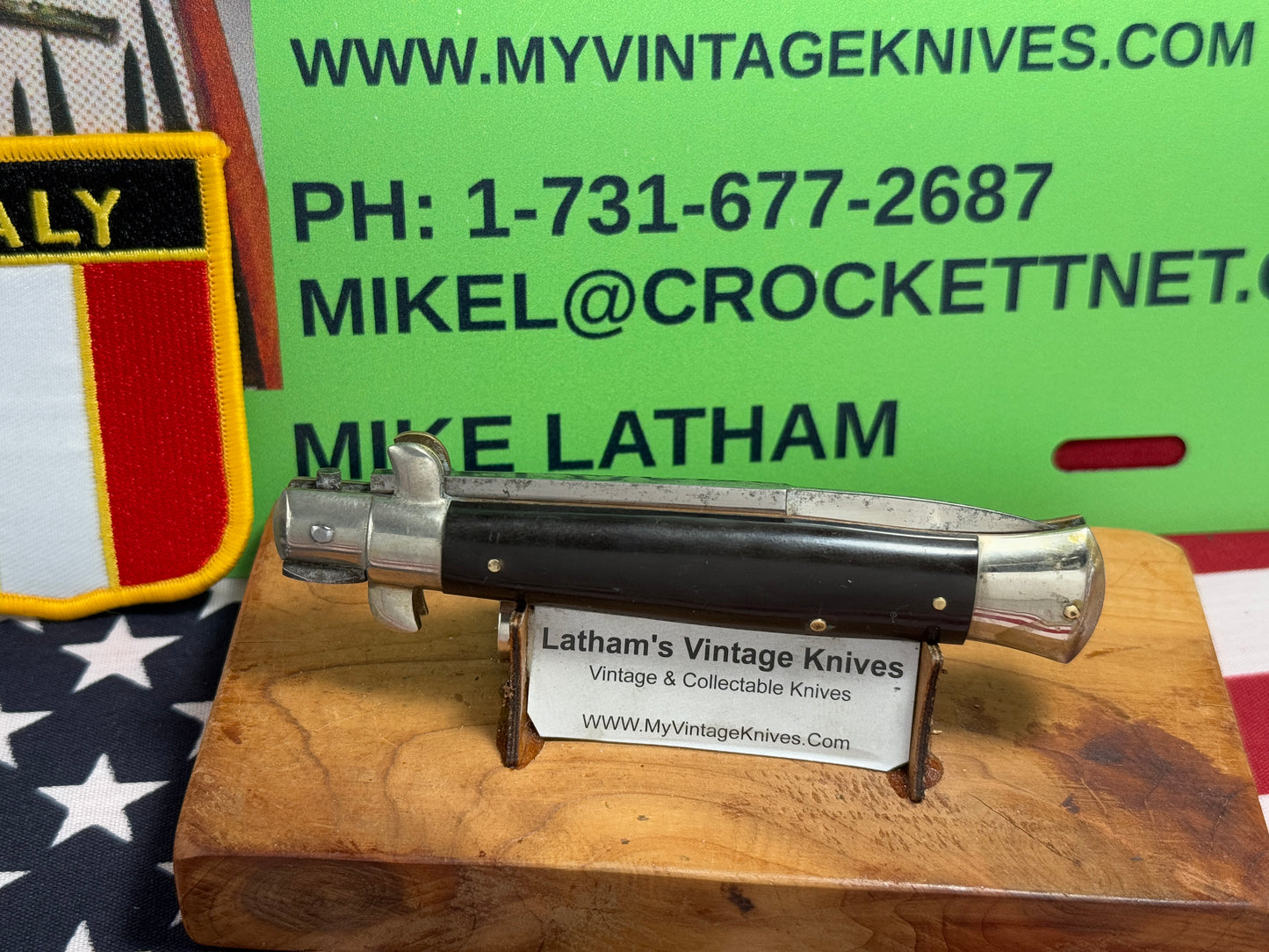 ALAMO ITLAY 1950-57 PICK LOCK STILETTO 20 CM ITALIAN AUTOMATIC KNIFE BUFFALO HORN HANDLES